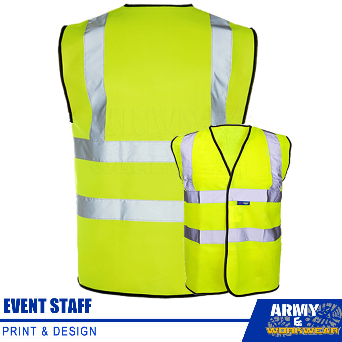 High Visibility Vest YELLOW HI VIS HIGH VIZ WAISTCOAT Health & Safety at Work 