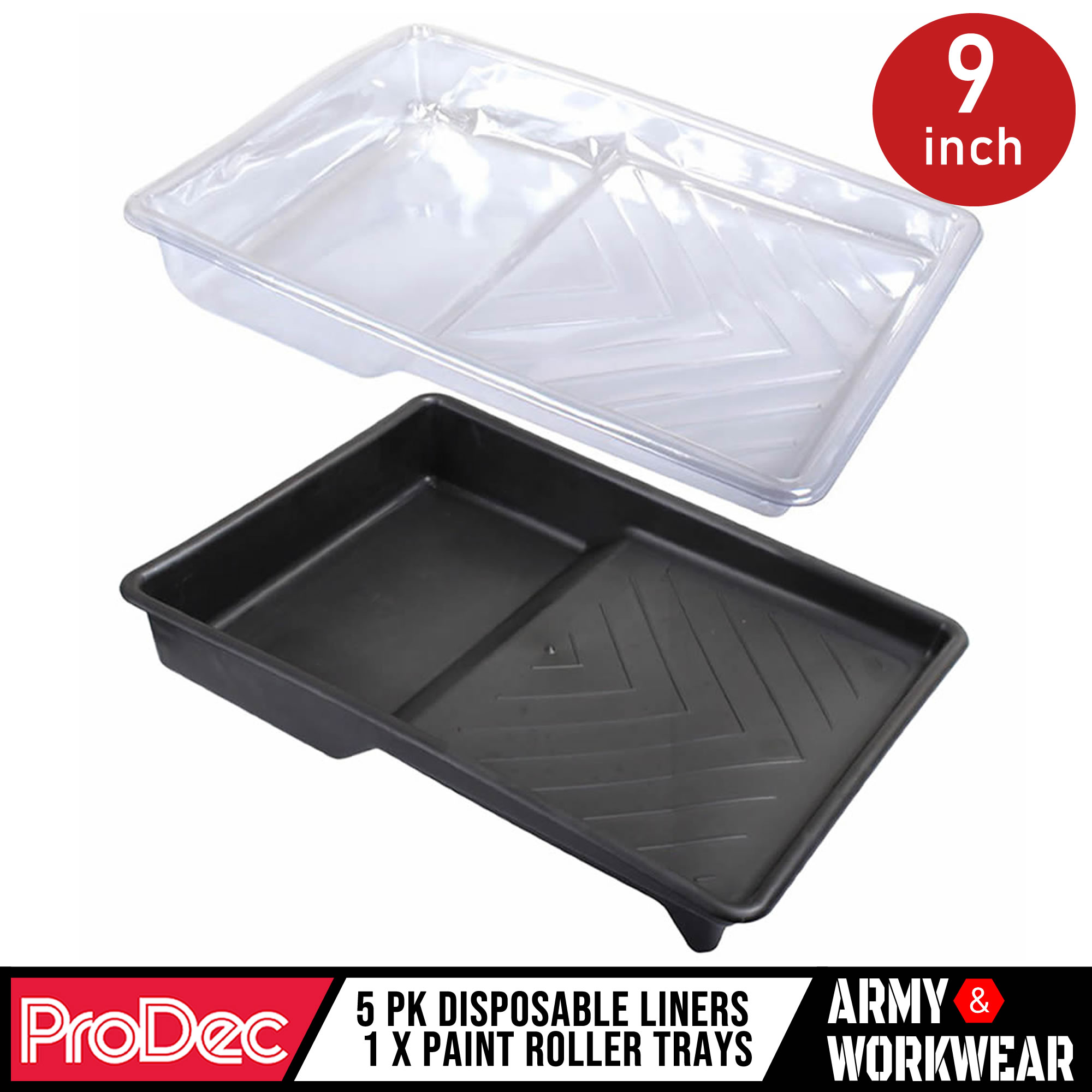 ProDec Roller Tray Black Plastic Heavy Duty For Paint Rollers, Plastic Liners 