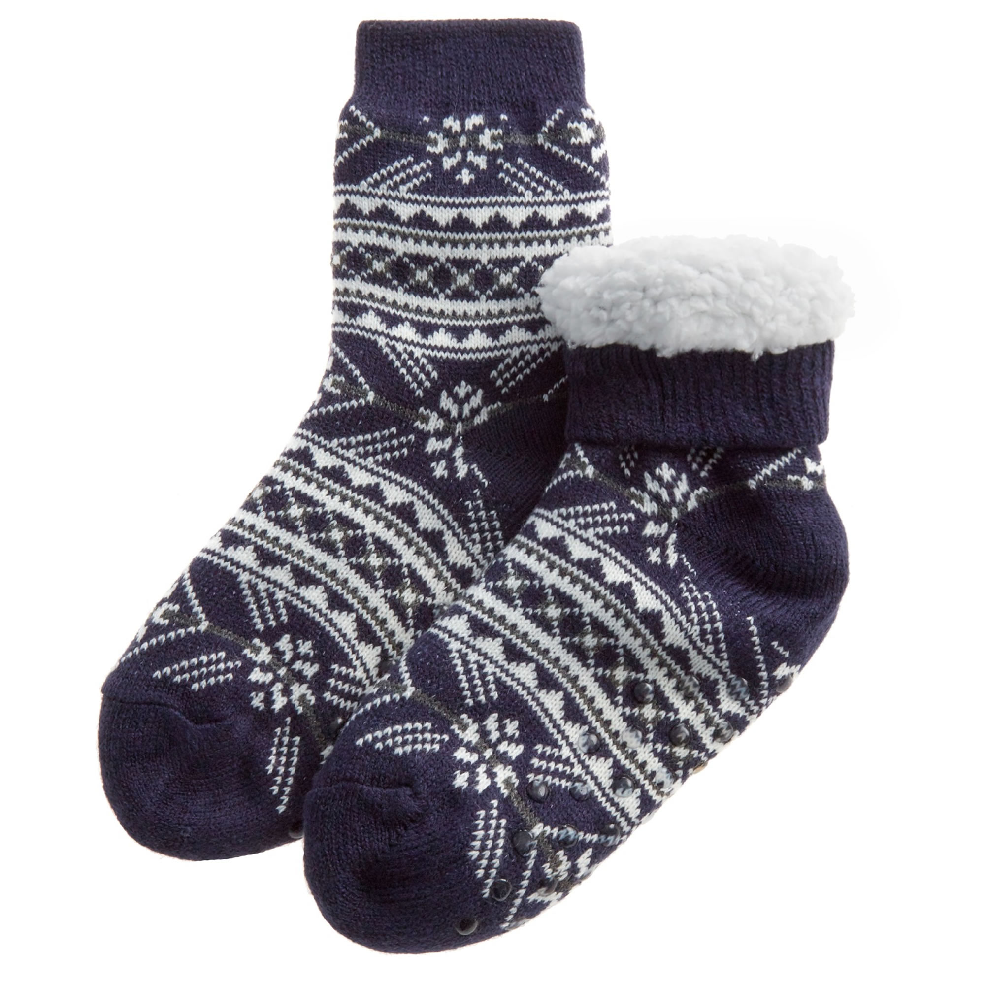 Kids Knitted Chunky Thick Warm Cosy Lounge Slipper Socks Grippers