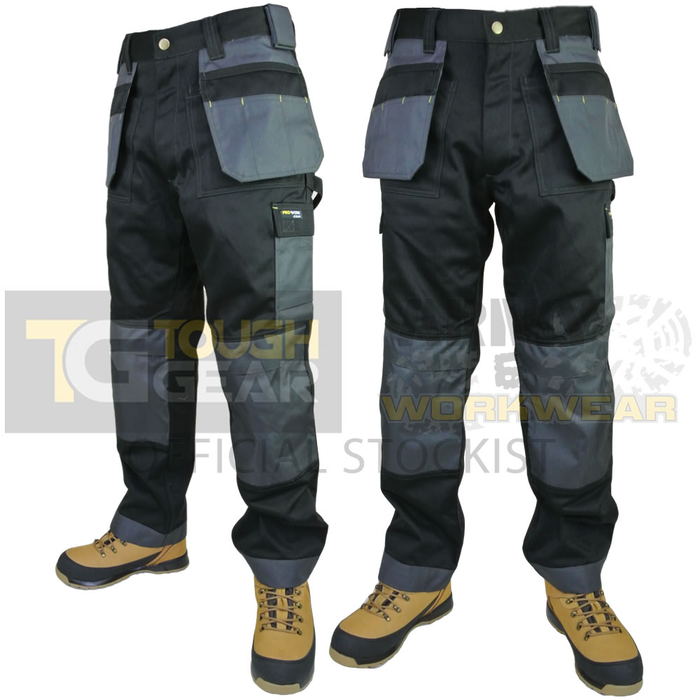 2 x Mens Work Trouser Tuff Multi/Knee Pocket Pro Pants Triple Stitched Workwear