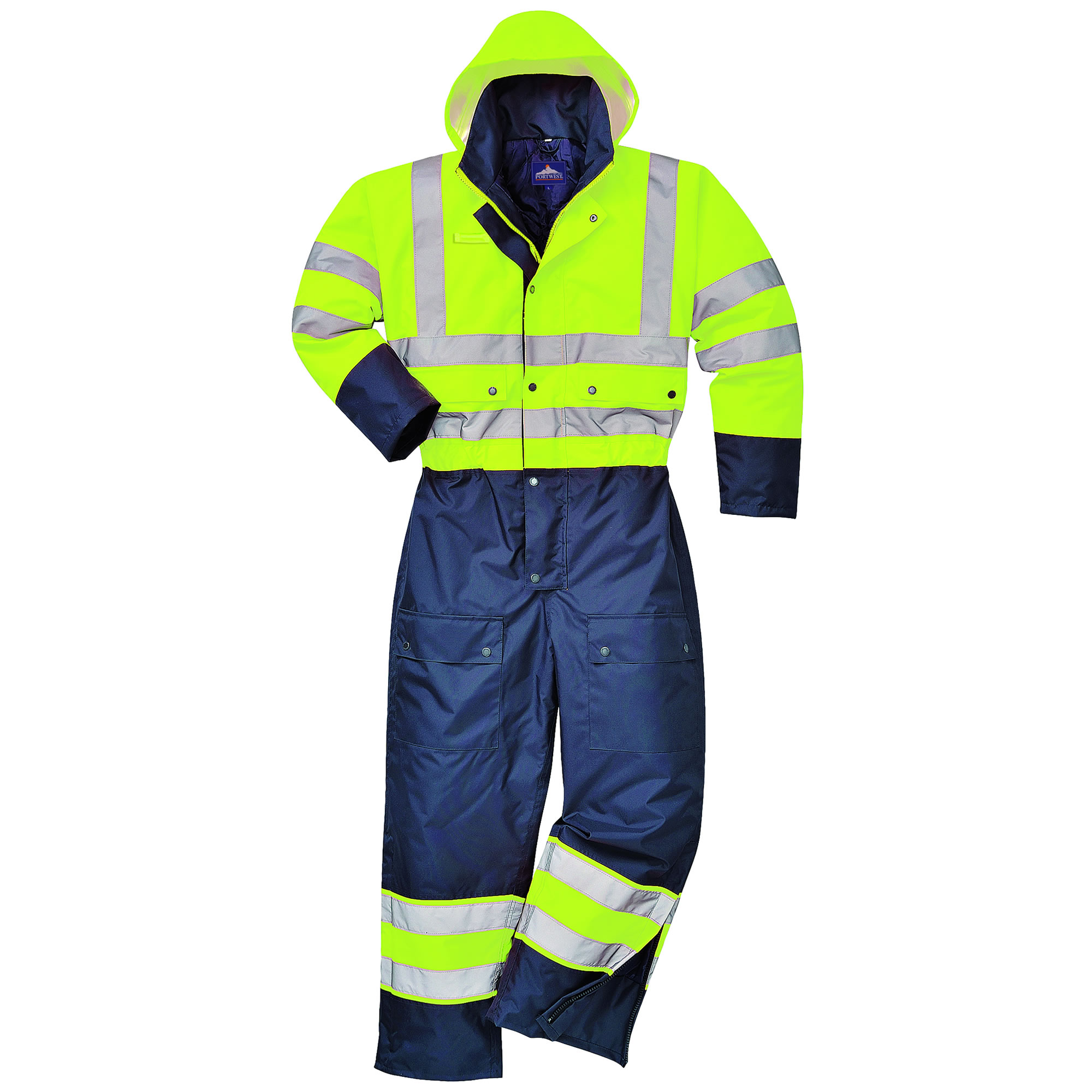 Portwest Hi Vis Contrast Coverall Winter Lined Waterproof Thermal Cold ...