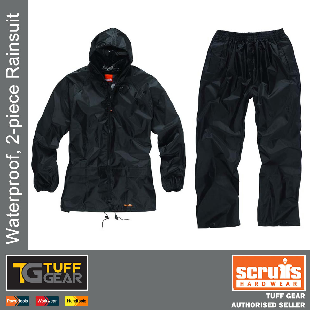 Scruffs Rain Suit Rain Jacket and Waterproof Trousers Black & Yellow - 2 piece - Picture 3 of 4