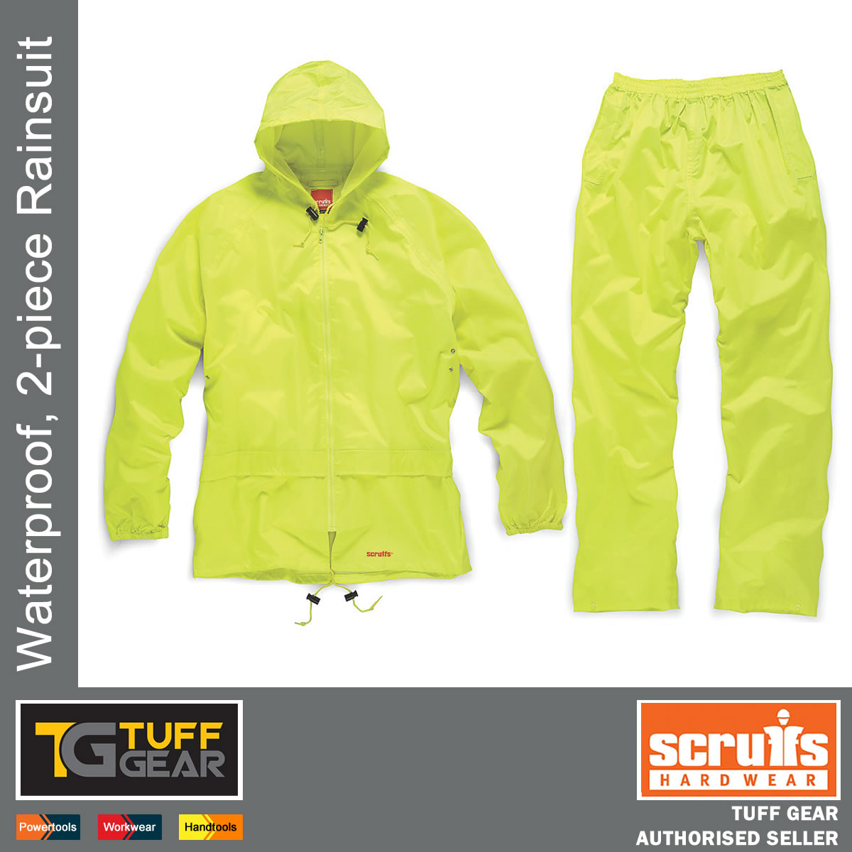 Scruffs Rain Suit Rain Jacket and Waterproof Trousers Black & Yellow - 2 piece - Picture 4 of 4