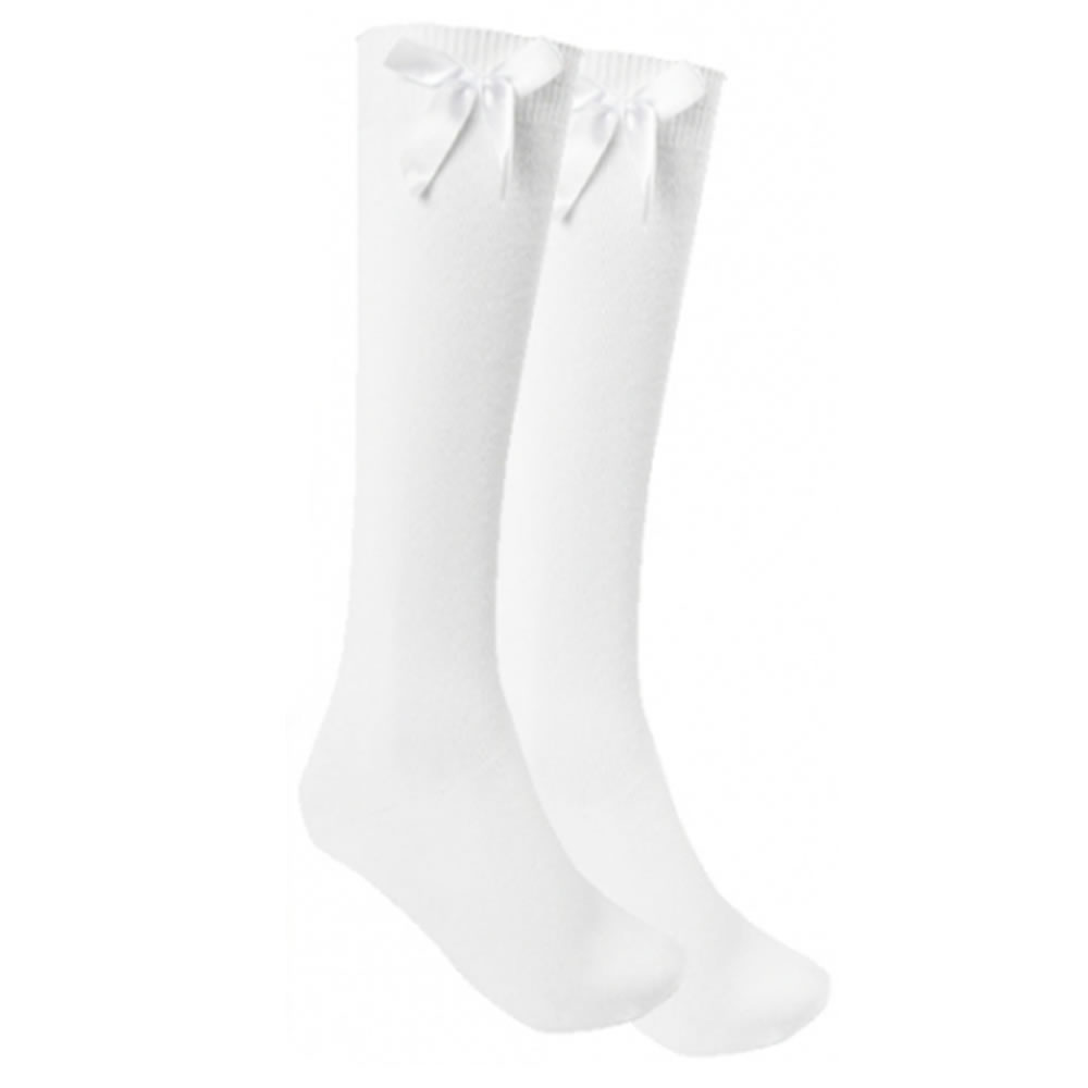 6 Pairs Girls Cotton Knee High Childrens Kids School Socks With Bow Uniform - Picture 4 of 5
