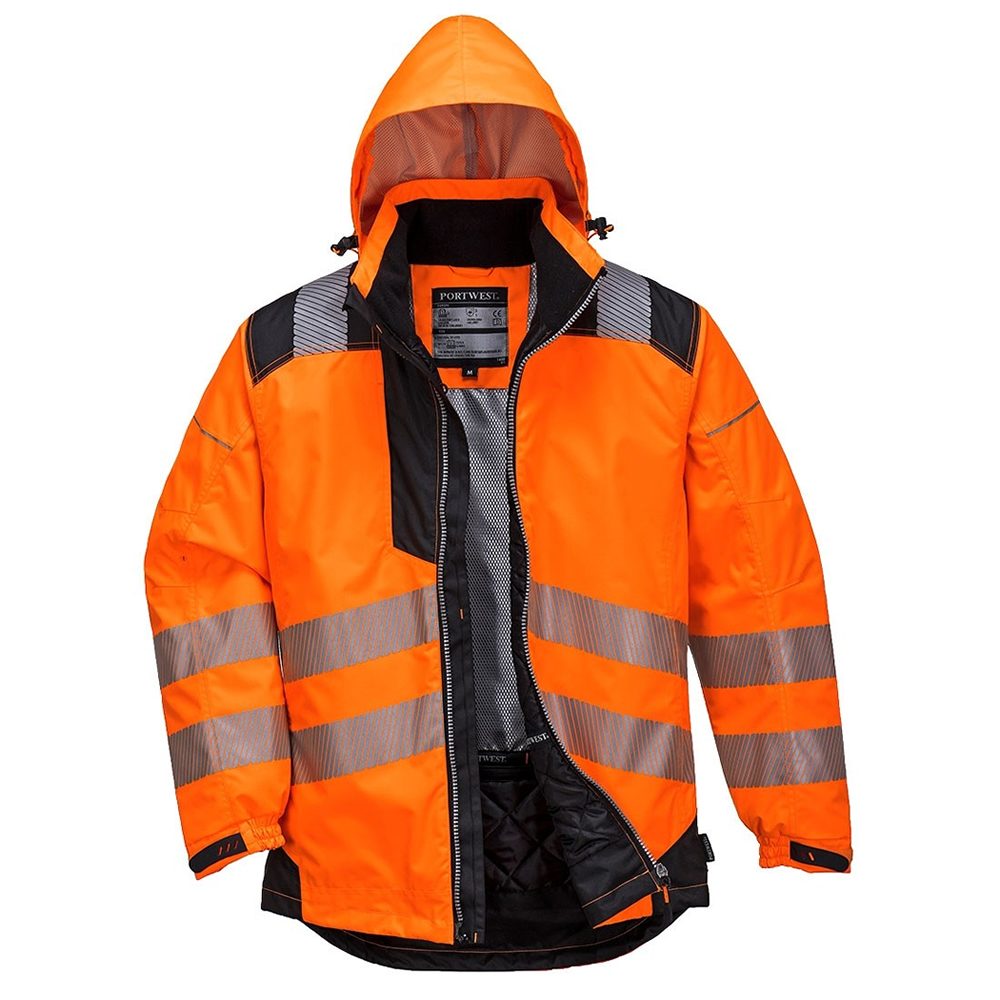 Portwest Hi Vis Winter Jacket Waterproof Reflective Safety Workwear Warm Quilted eBay