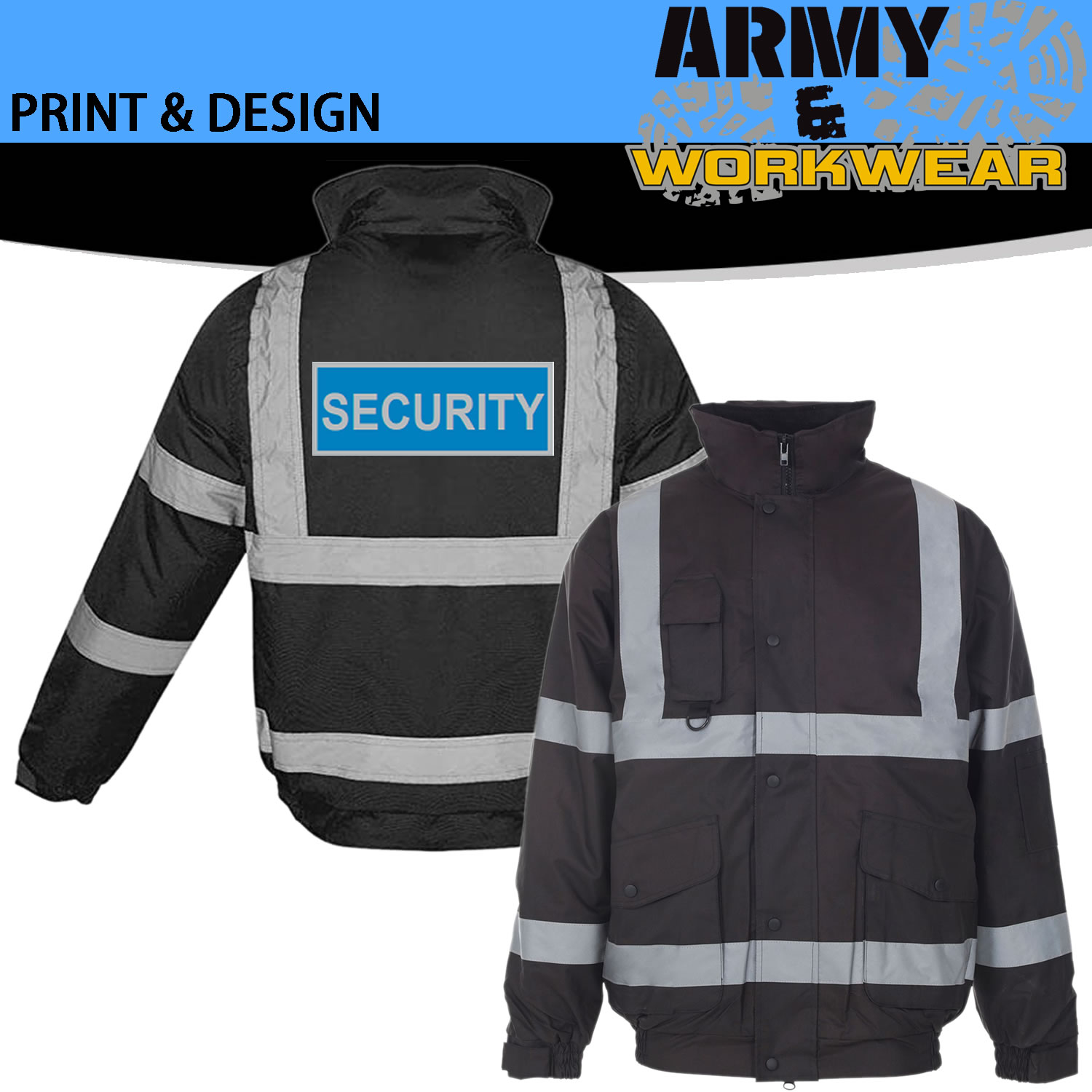 Black hi hotsell vis security jackets