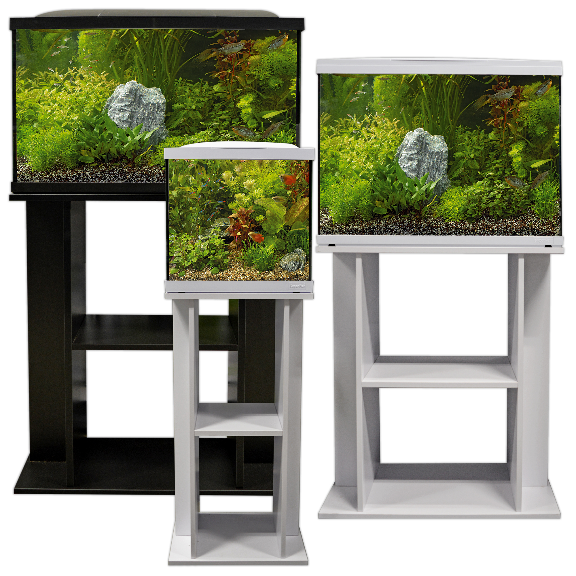 Superfish Start Aquarium & Stand 30 50 70 100 150 Black White LED Fish