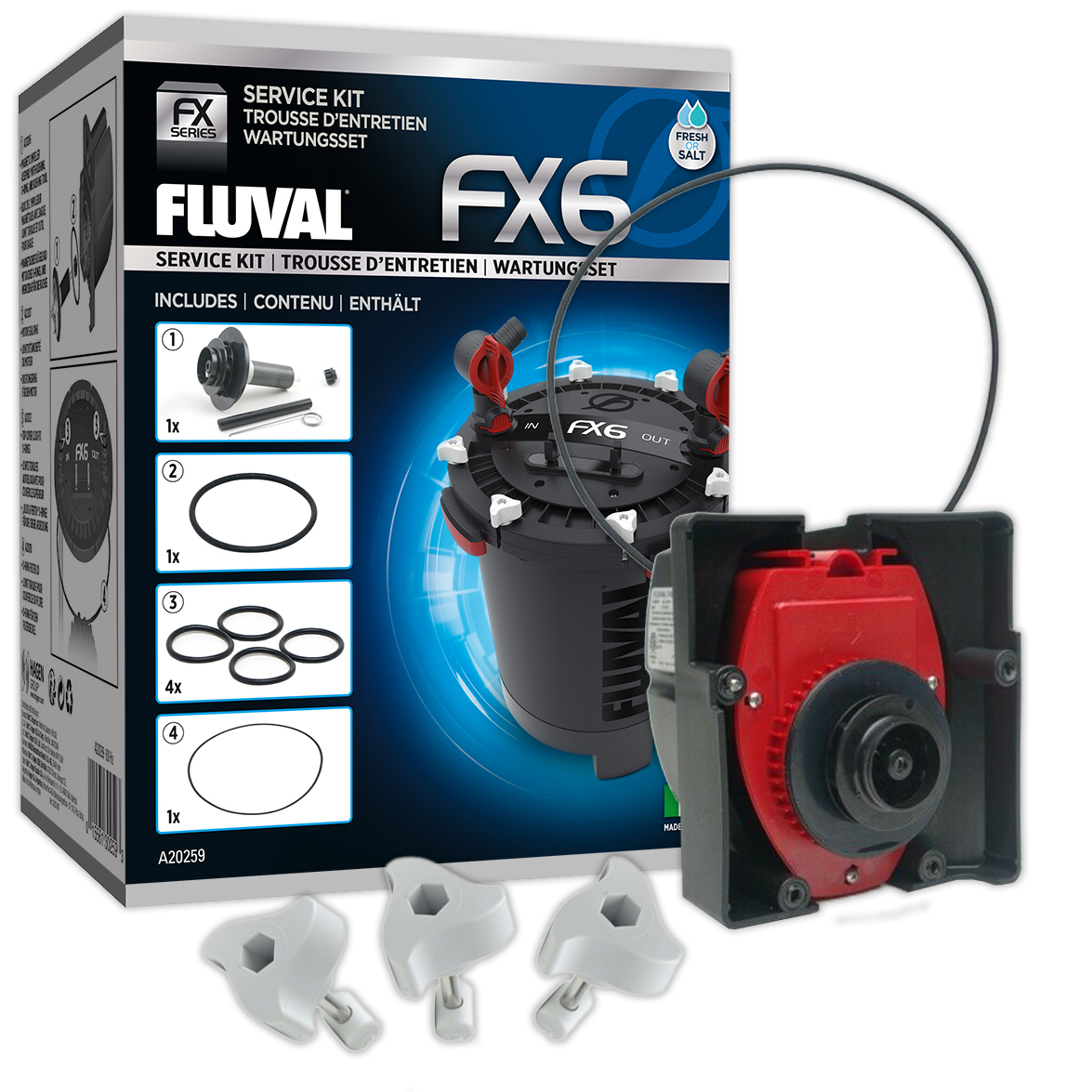 Fluval FX5 FX6 Service Kit Spares Impeller Motor Head Sealing Rings