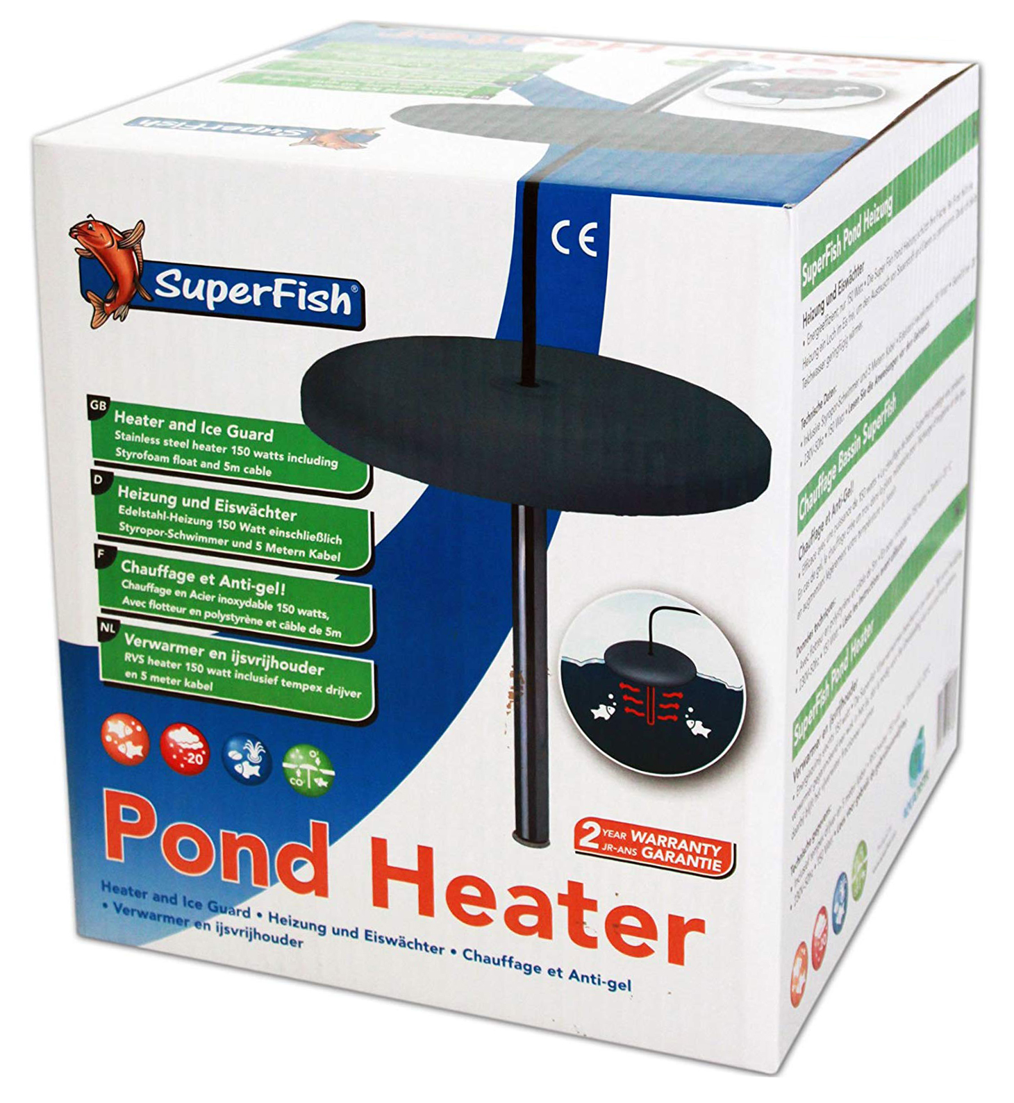 Superfish Pond Heater 150W Ice Vent Freeze Guard Fish Life Saver Winter