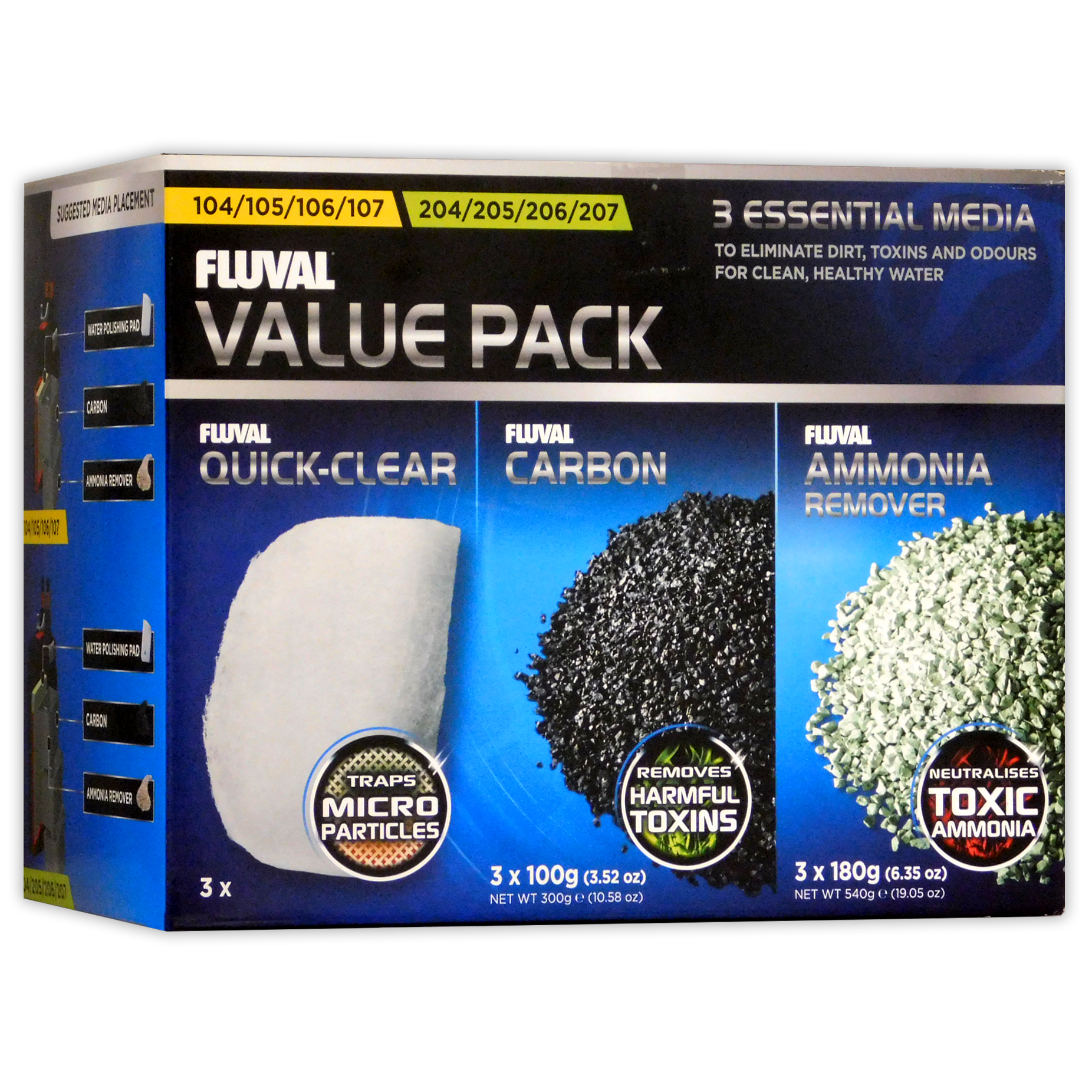 FLUVAL EXTERNAL FILTER MEDIA KIT 105/106 205/206 305/306 405/406 CARBON