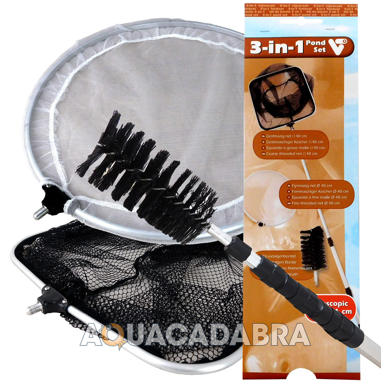 VELDA 3 In 1 FISH POND SET TELESCOPIC CATCH NET BLANKET WEED BRUSH