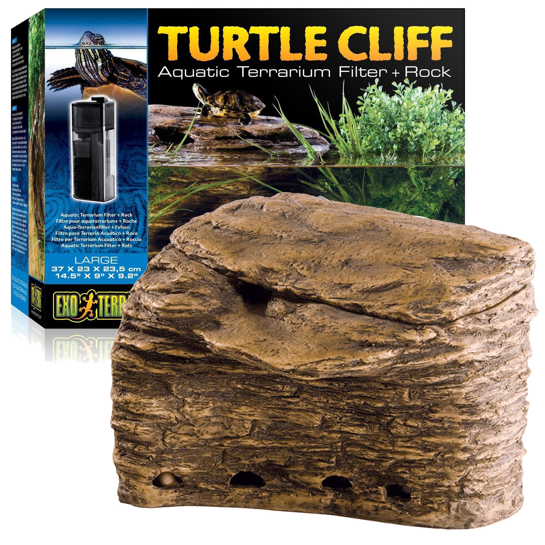 Exo Terra Turtle Cliff Aquatic Large Filter System & Basking Rock ...