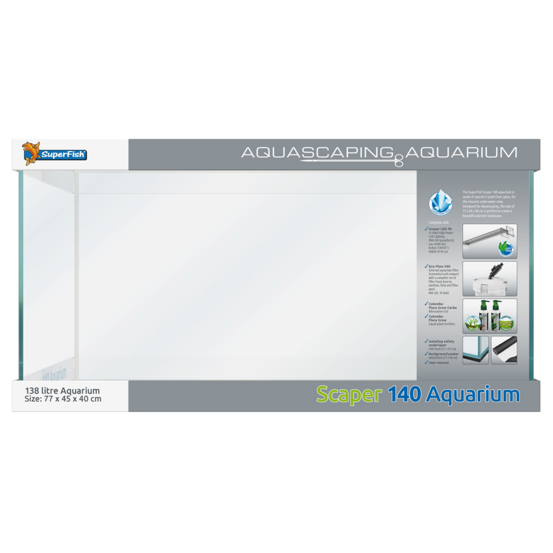 Superfish Scaper Aquariums Freshwater Fish Tank for Aquascaping Planting - Picture 7 of 8