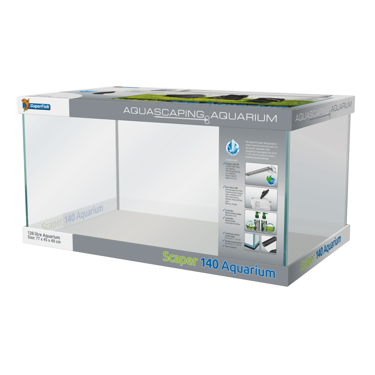 Superfish Scaper Aquariums Freshwater Fish Tank for Aquascaping Planting - Picture 6 of 8
