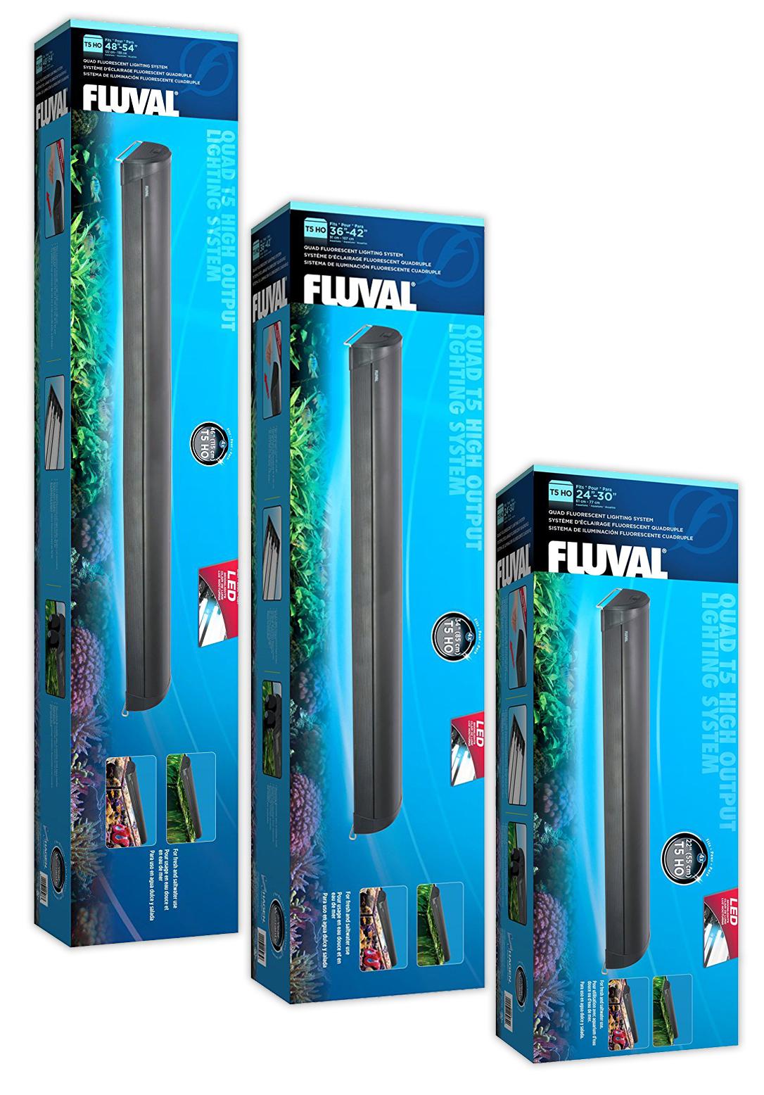 Fluval T5 Quad Light Unit Aquarium Fish Tank Lighting Blue LED Night