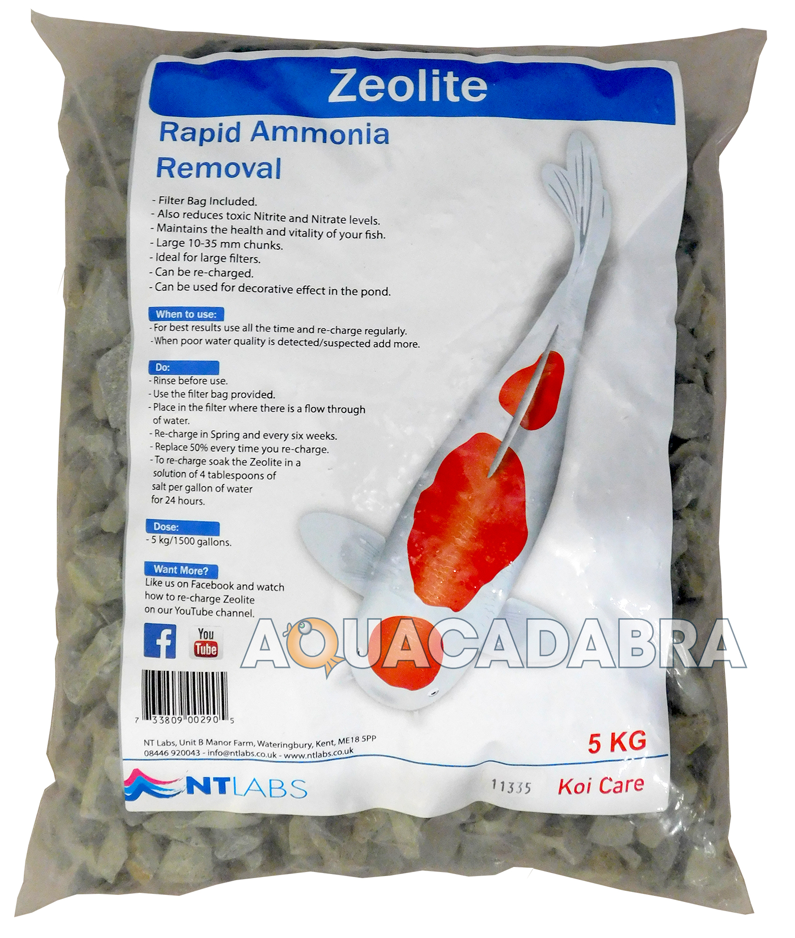 NT Labs Zeolite 5Kg INC Fliter Media Bag Ammonia Remover Koi Pond Fish