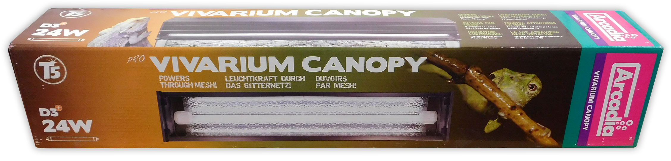 ARCADIA D3+ PRO VIVARIUM CANOPY 24W T5 12 UVB LAMP REPTILE LIGHT