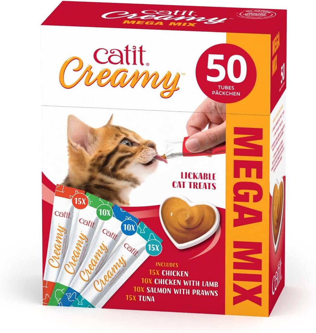 Catit Creamy Treats Mega Pack Cat Reward Chicken, Lamb, Salmon, Prawn, Tuna - Bild 6 von 6