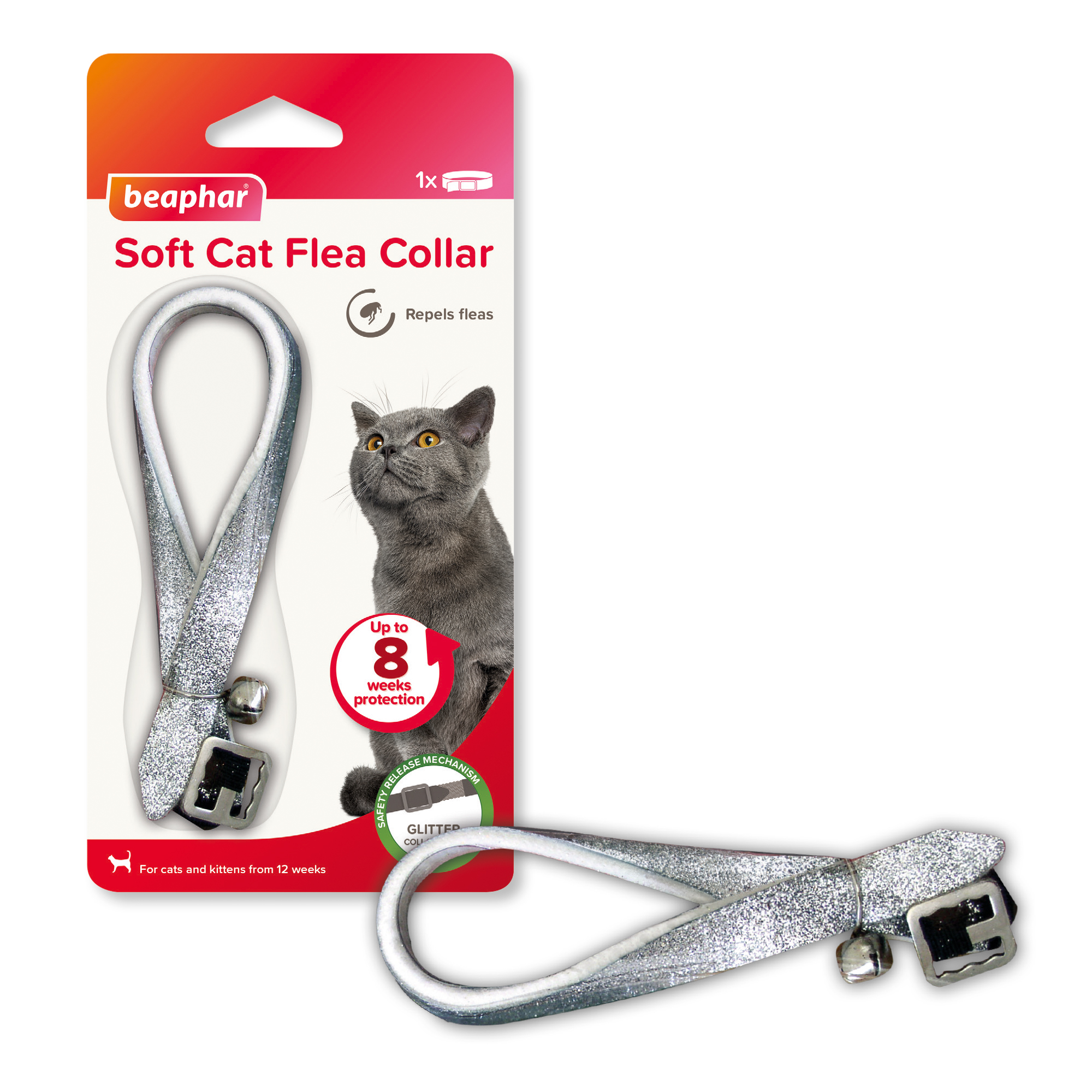 Beaphar Soft Cat Flea Collar Glitter Velvet Bell 8 Weeks Protection - Picture 10 of 12