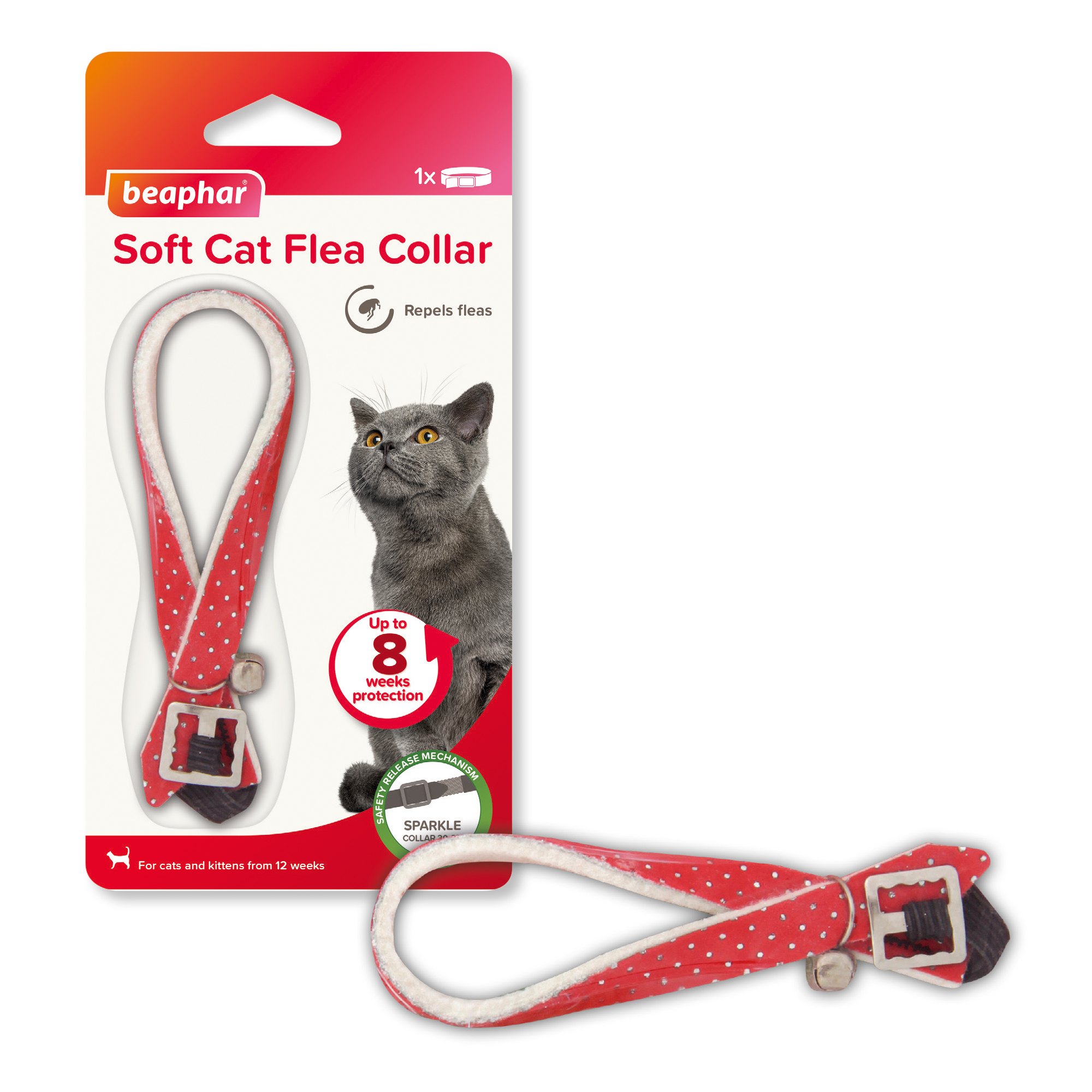 Beaphar Soft Cat Flea Collar Glitter Velvet Bell 8 Weeks Protection - Picture 12 of 12
