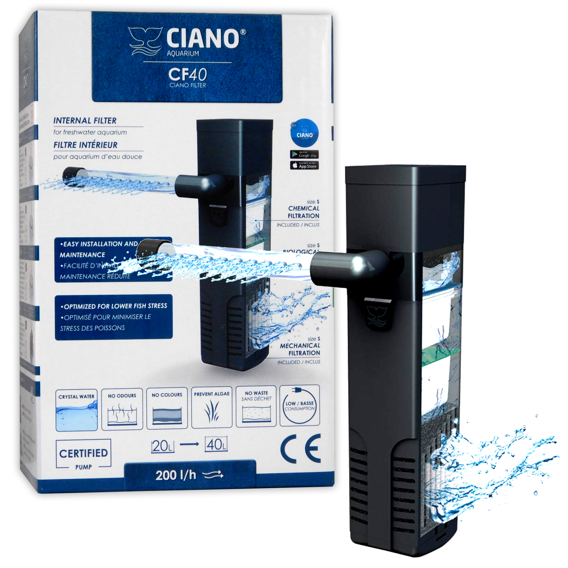 Ciano CF Internal Filter CF20 CF40 CF80 Aquarium Filtration & Media Fish Tank 