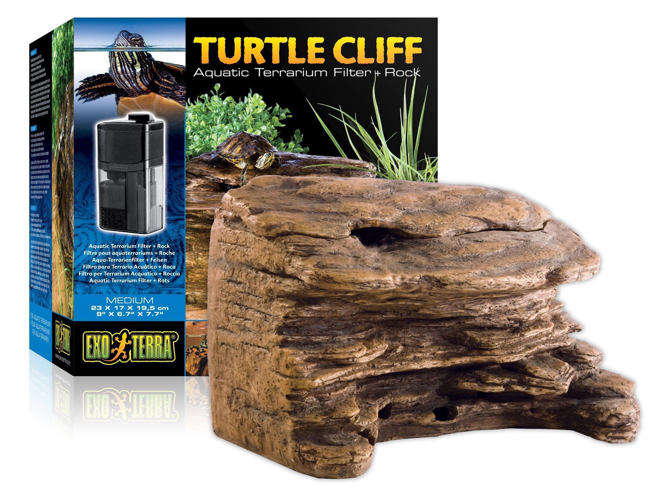 Exo Terra Turtle Cliff Aquatic Med/Large Filter System & Basking Rock ...