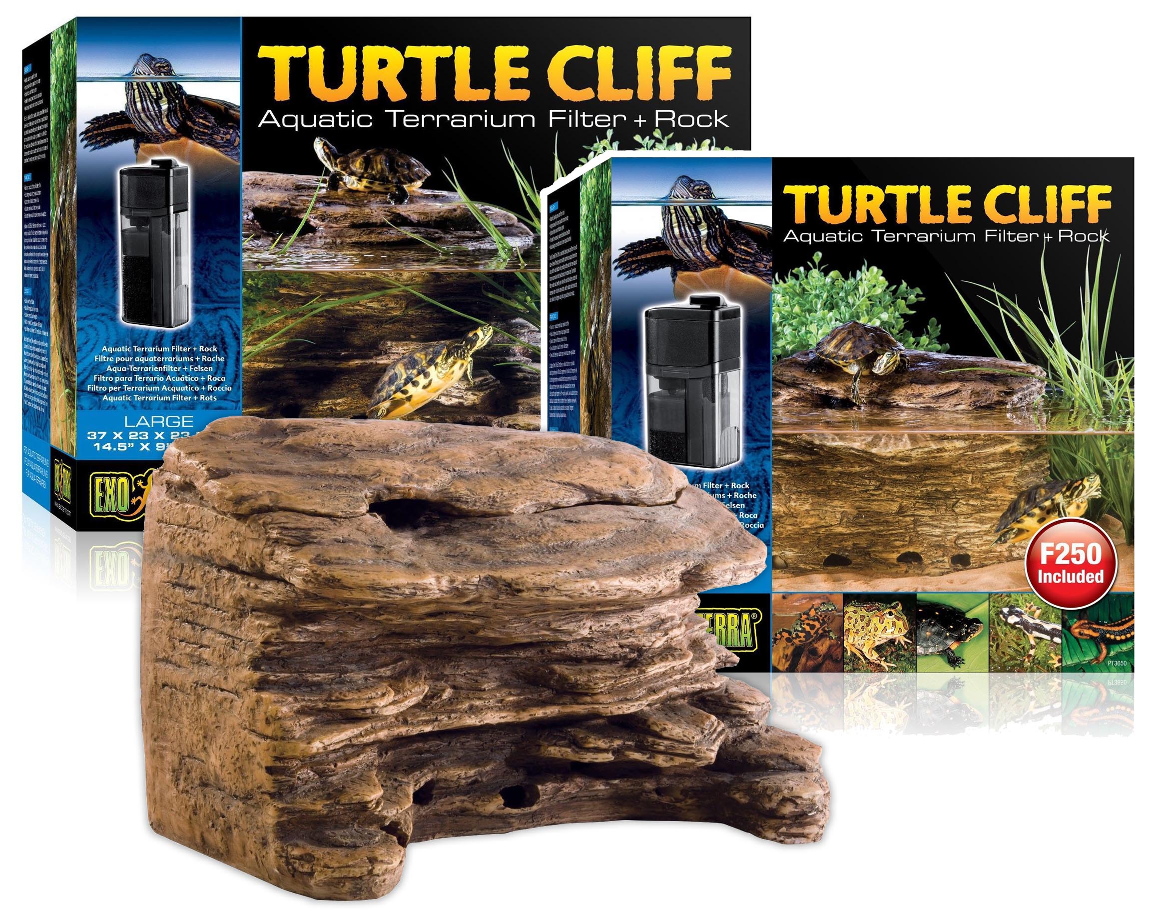 Exo Terra Turtle Cliff Aquatic Med/Large Filter System & Basking Rock ...