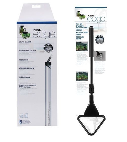 FLUVAL EDGE EXTENDABLE GRAVEL CLEANER VAC VACUUM + FISH TANK NET 23L