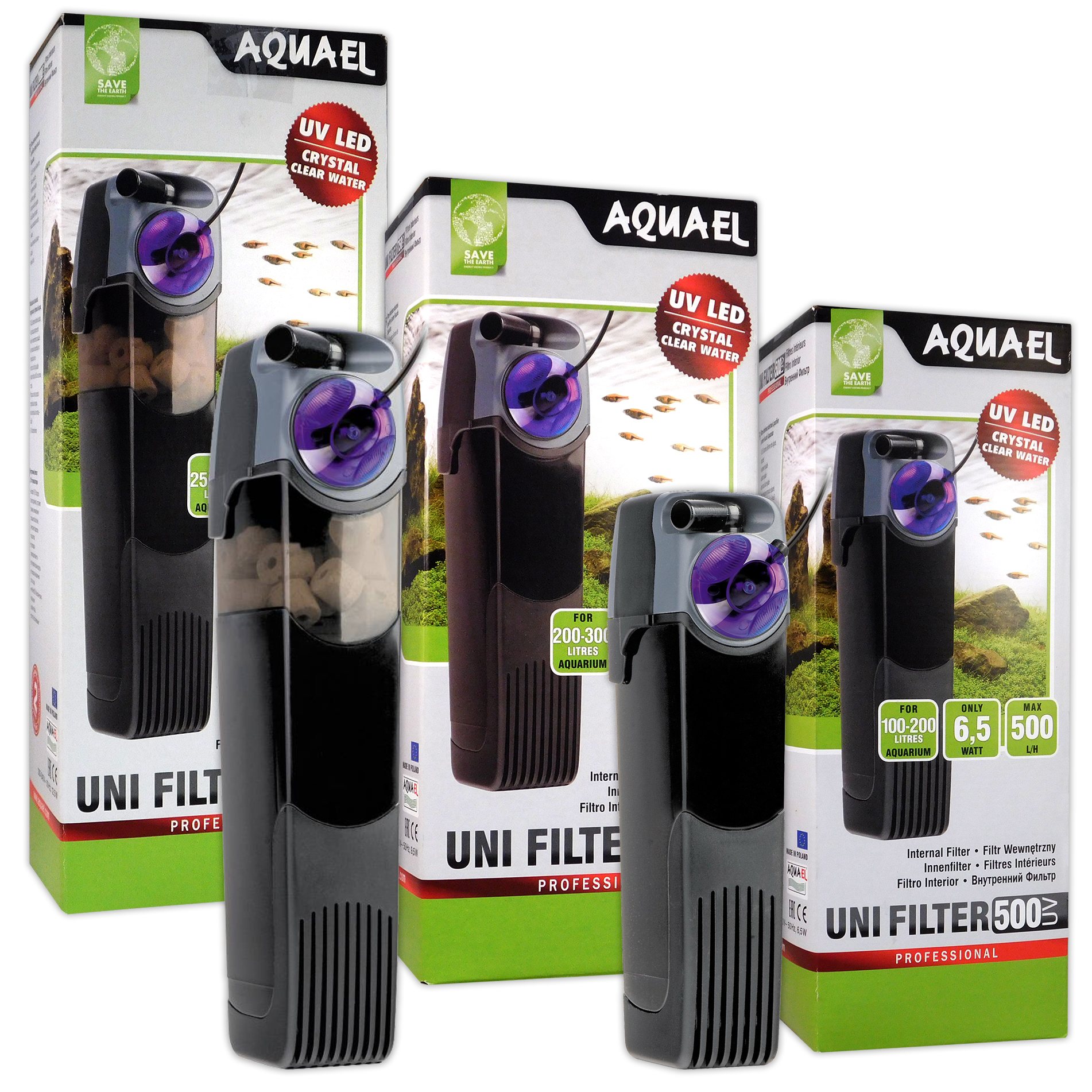 Aquael UniFilter UV Internal Filters 500, 750, 1000 for Aquarium Fish
