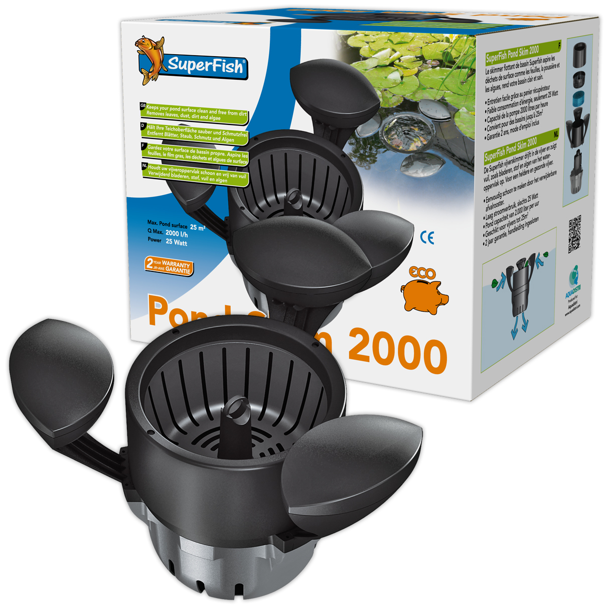 Superfish Pond Skim 2000 / 3000 Skimmer Remove Surface Water Dirt