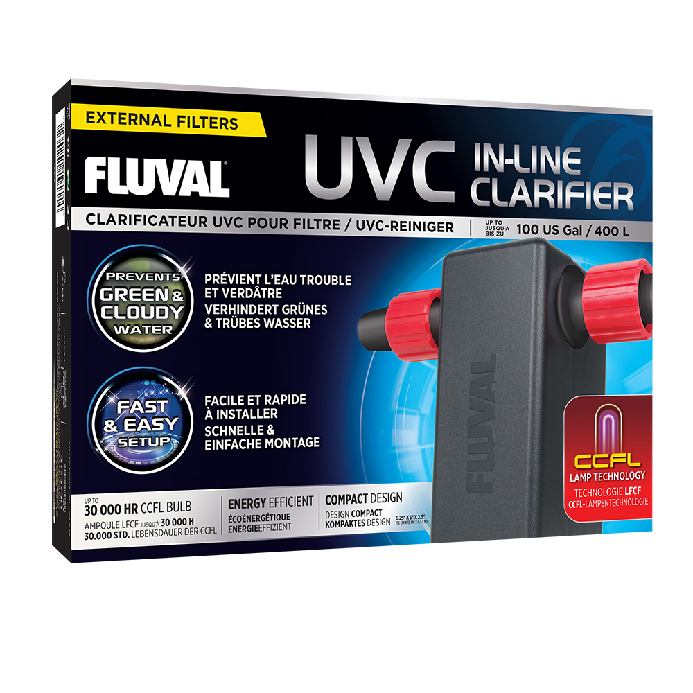 Fluval InLine UV Clarifier Clear Water Greenwater Aquarium Fish Tank