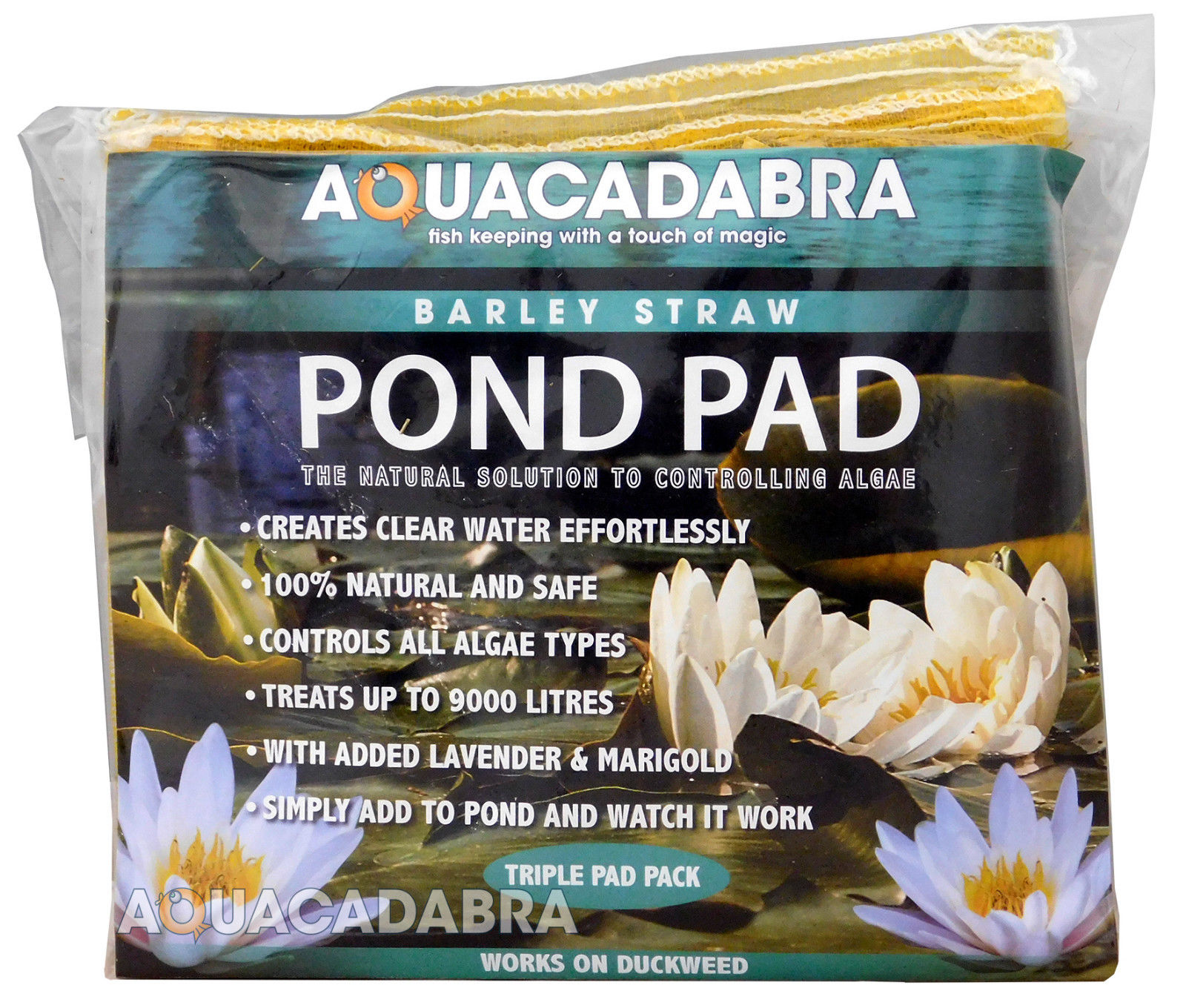 AQUACADABRA TRIPLE BARLEY STRAW PAD ALGAE CLEAR GREEN WATER BLANKETWEED