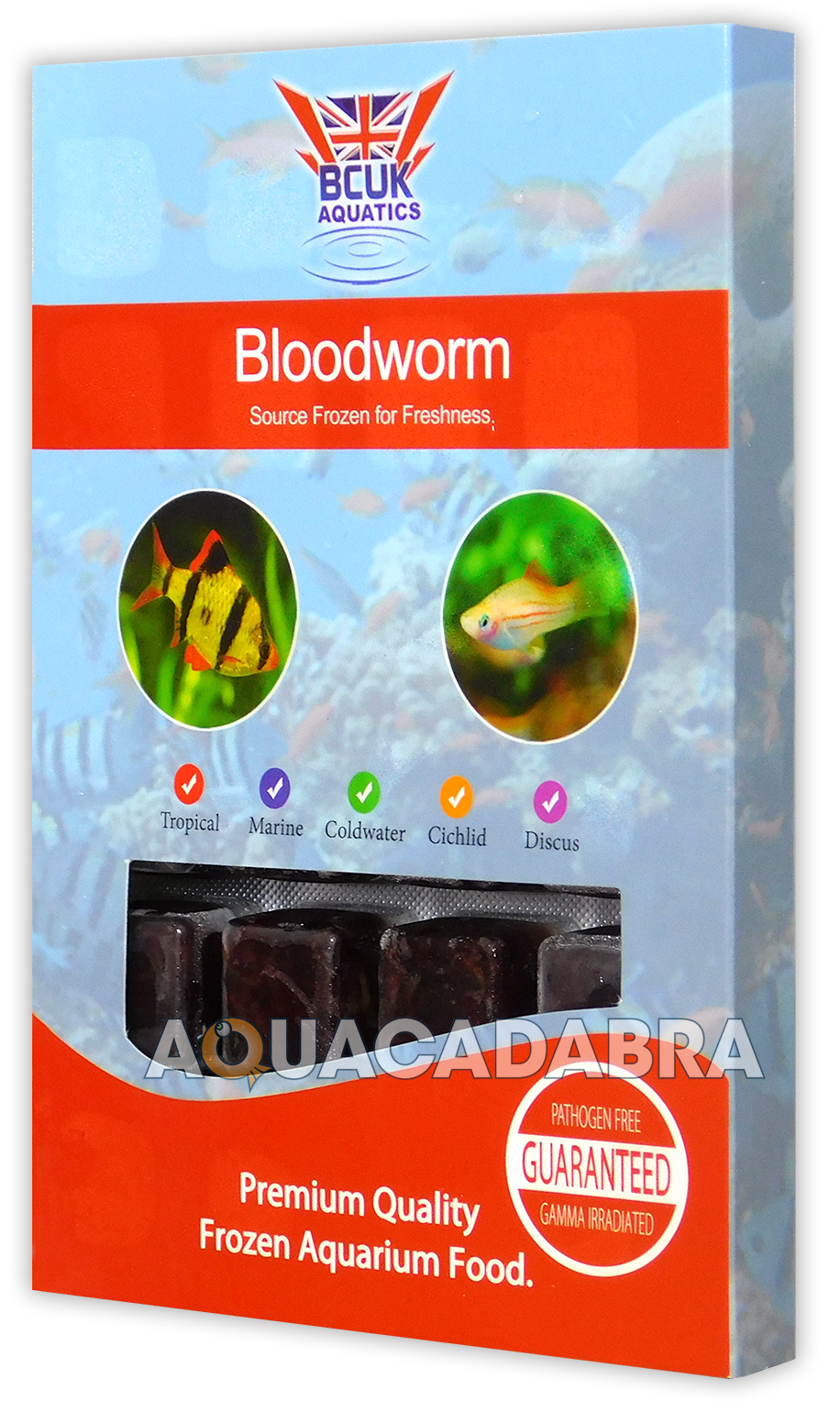 BCUK FROZEN BLOODWORM FISH FOOD 100g BLISTER PACKS FREEZEDRIED