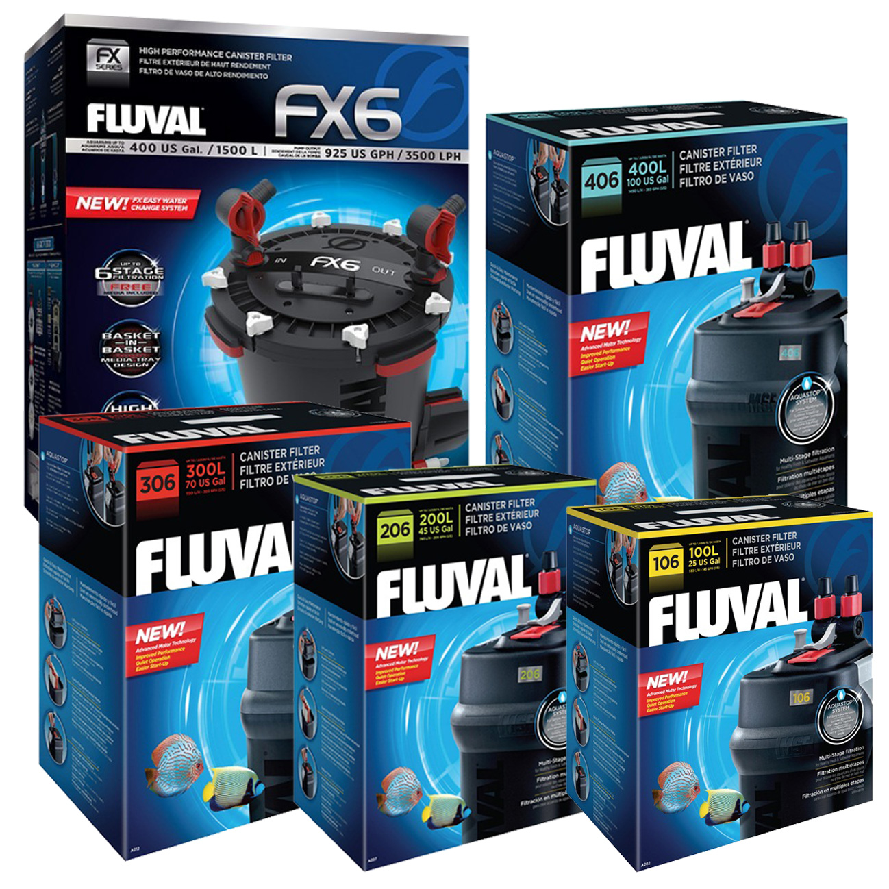 FLUVAL 106 206 306 406 FX6 FX4 EXTERNAL POWER FILTER INCLUDING MEDIA