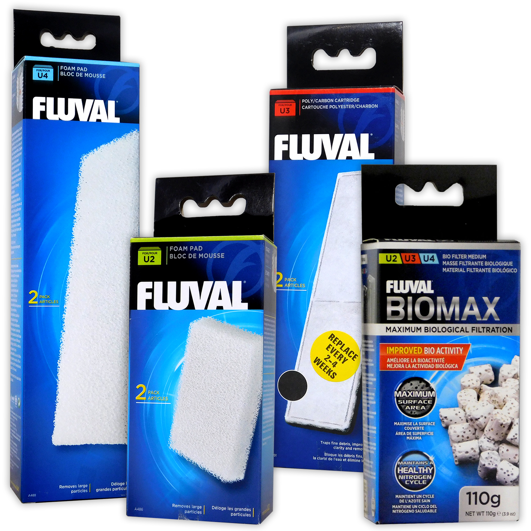 FLUVAL FILTER U MEDIA FOAM & CARBON PAD & BIOMAX U2 U3 U4 AQUARIUM FISH ...