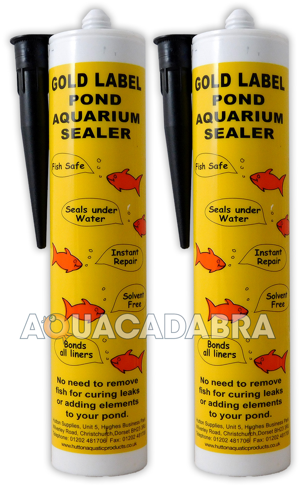 GOLD LABEL BLACK 290ml x2 POND SEALER SEALANT AQUARIUM WATER UNDERWATER