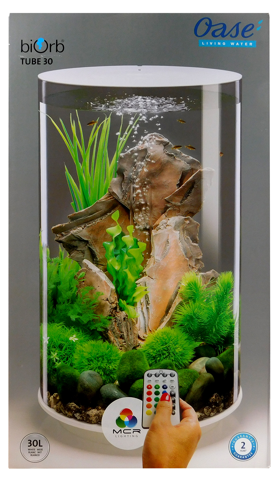 biOrb TUBE 30L WHITE MCR LED AQUARIUM LIGHTING FILTER ALLINONE FISH