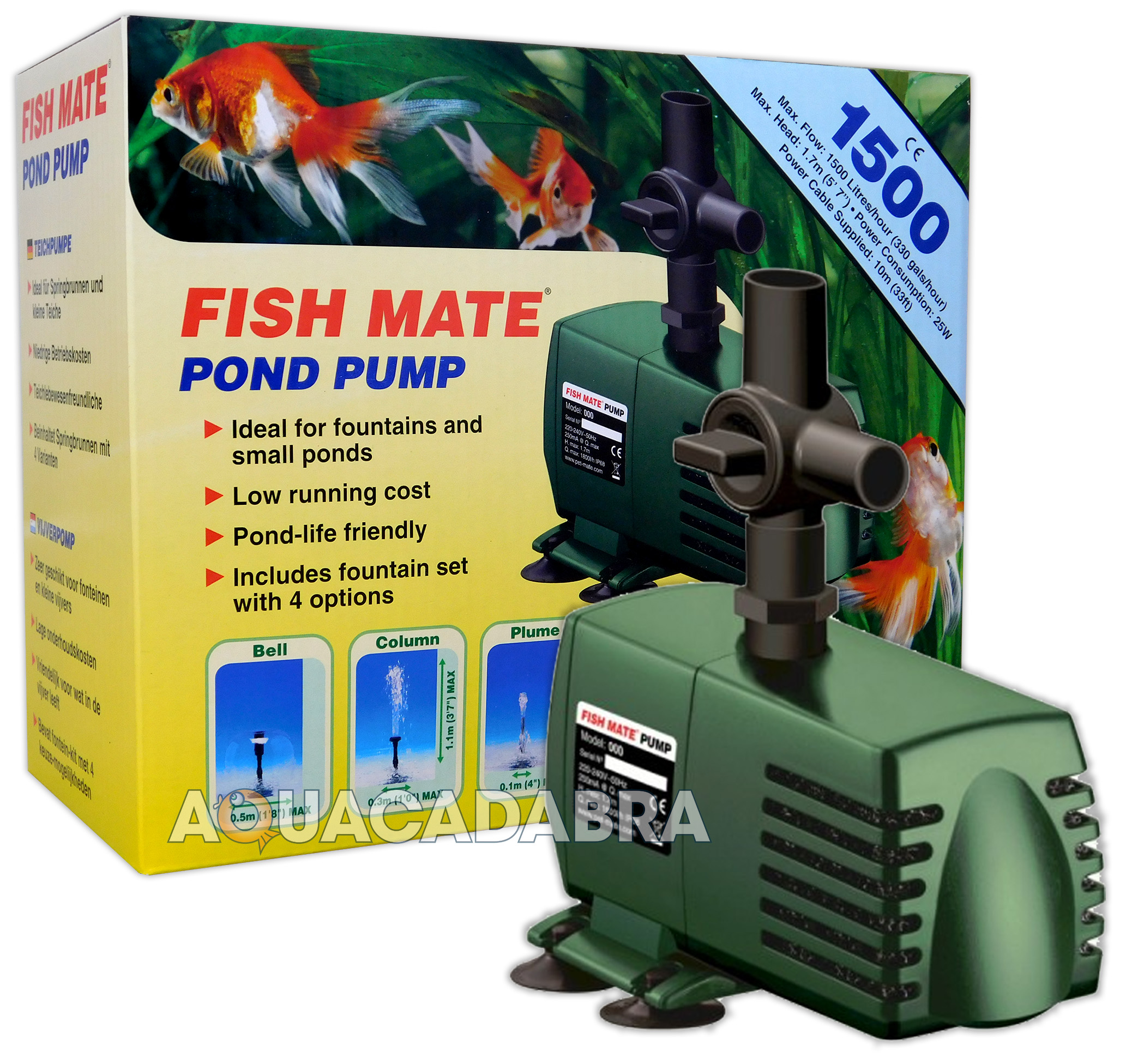 FISH MATE 1500 FOUNTAIN PUMP KOI FISH GARDEN POND FLOW WATERFALL FEATURE FILTER | eBay