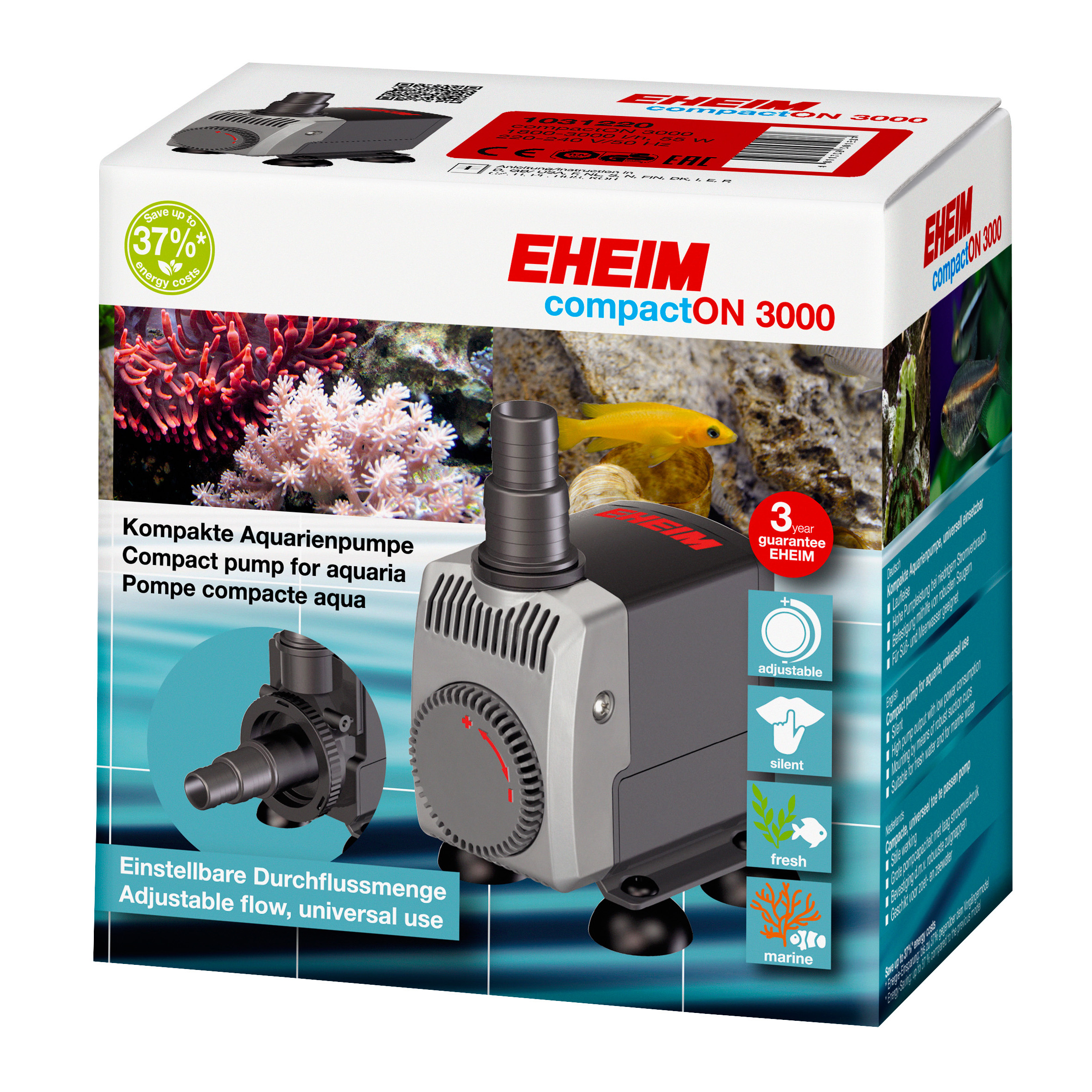 thumbnail image 2 of EHEIM 1000 CompactOn Pump – Aquarium Water Pump, Model 1022310 2 of 5