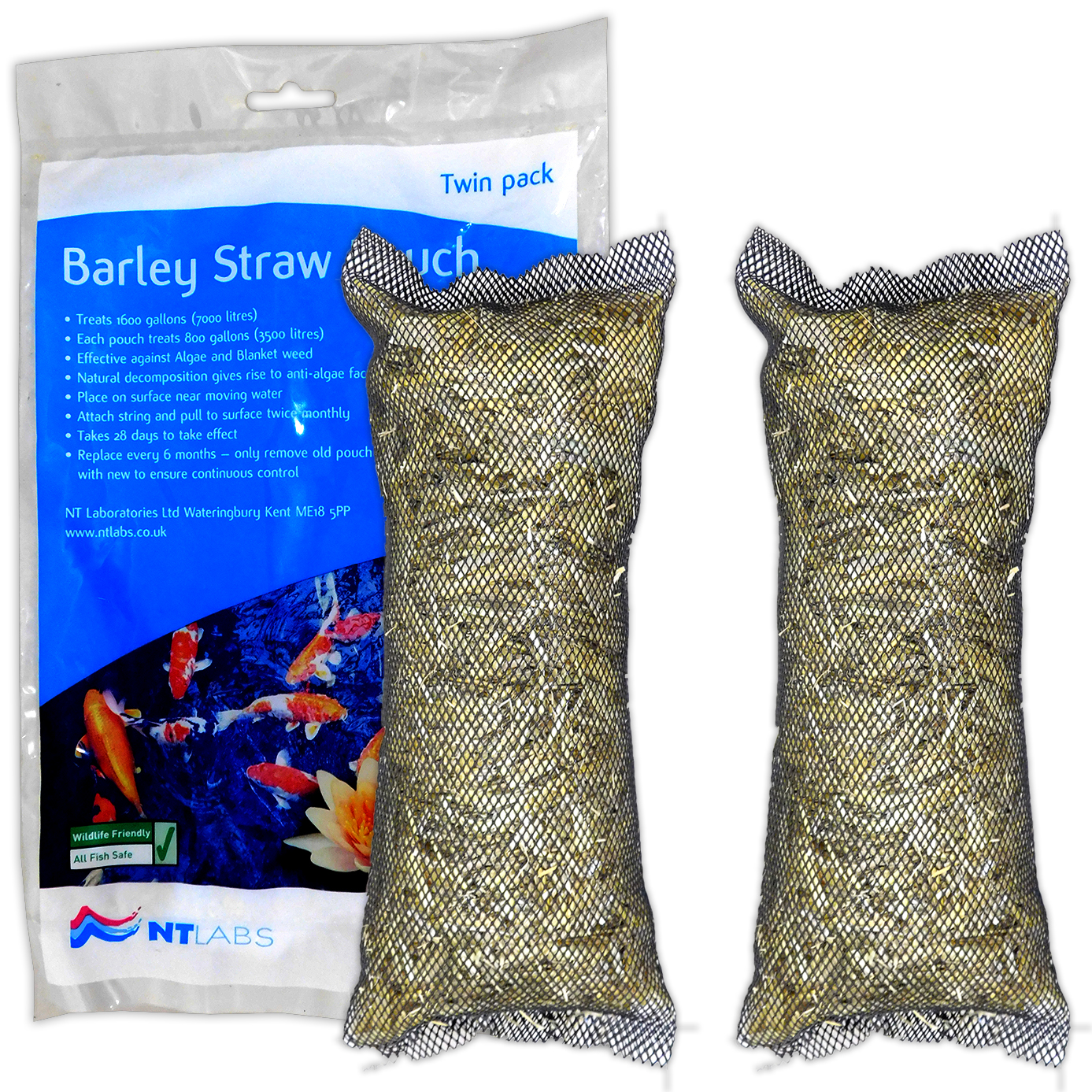 NT Labs Barley Straw Blanketweed Green Water Clarity Pouch Filter Koi
