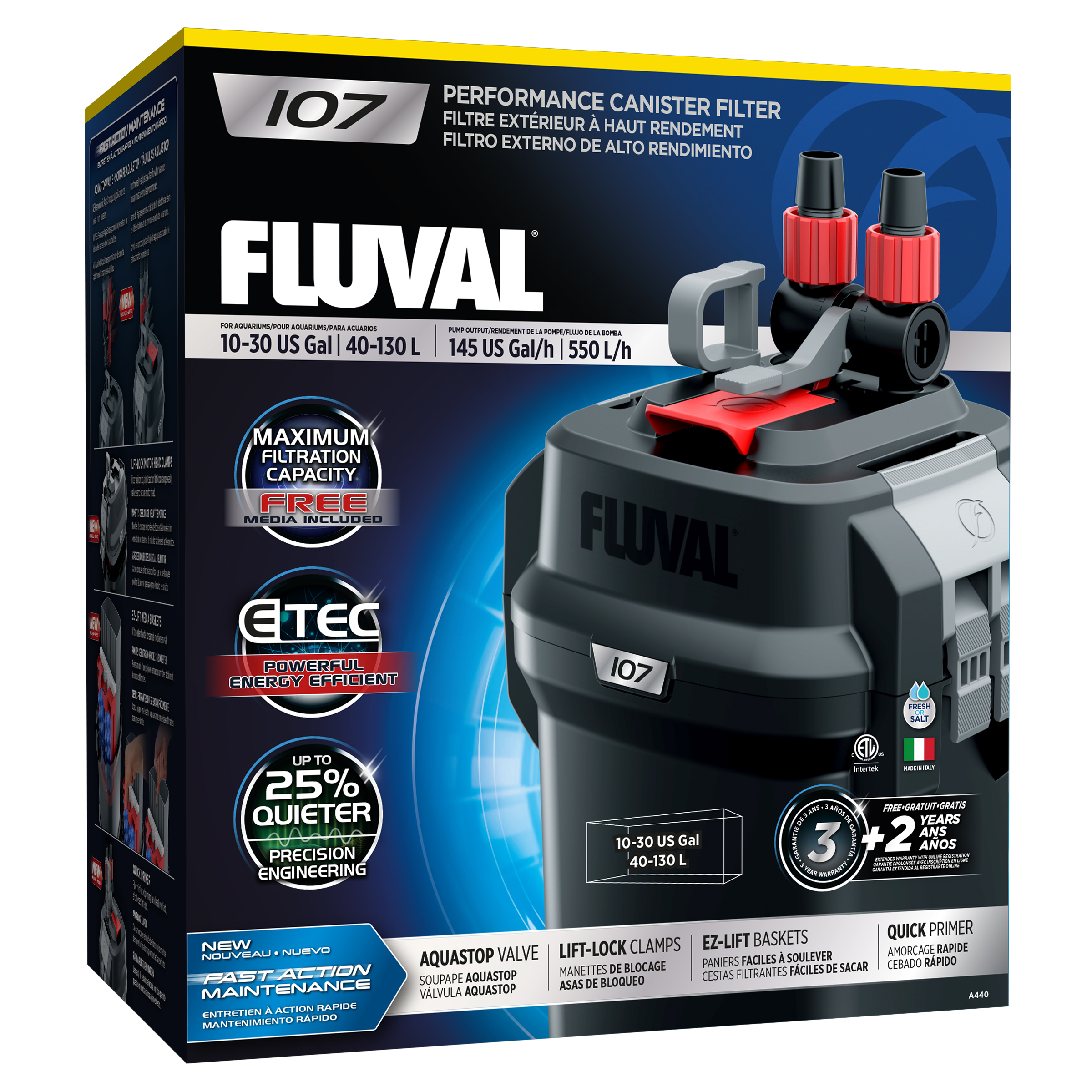 Fluval 107 External Power Filter Includes Media Aquarium Fish Tank