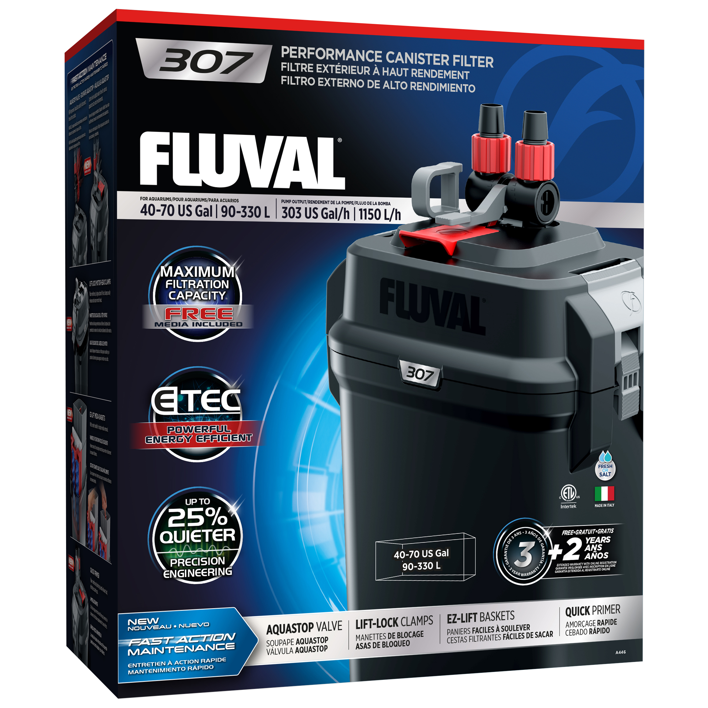 Fluval 307 External Power Filter Includes Media Aquarium Fish Tank