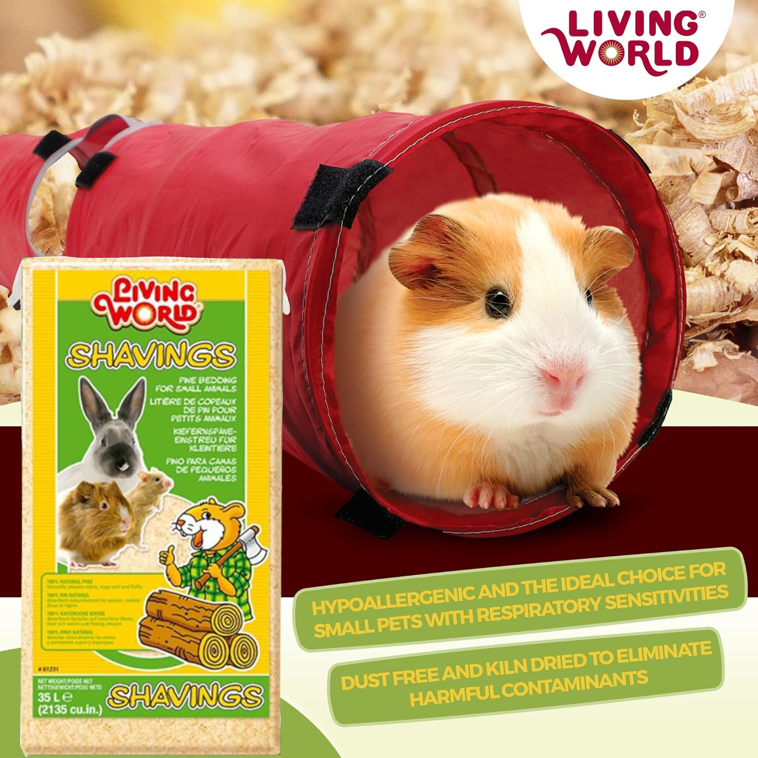 Living World Pine Wood Shavings 14L 35L Rabbit Guinea Pig Hamster