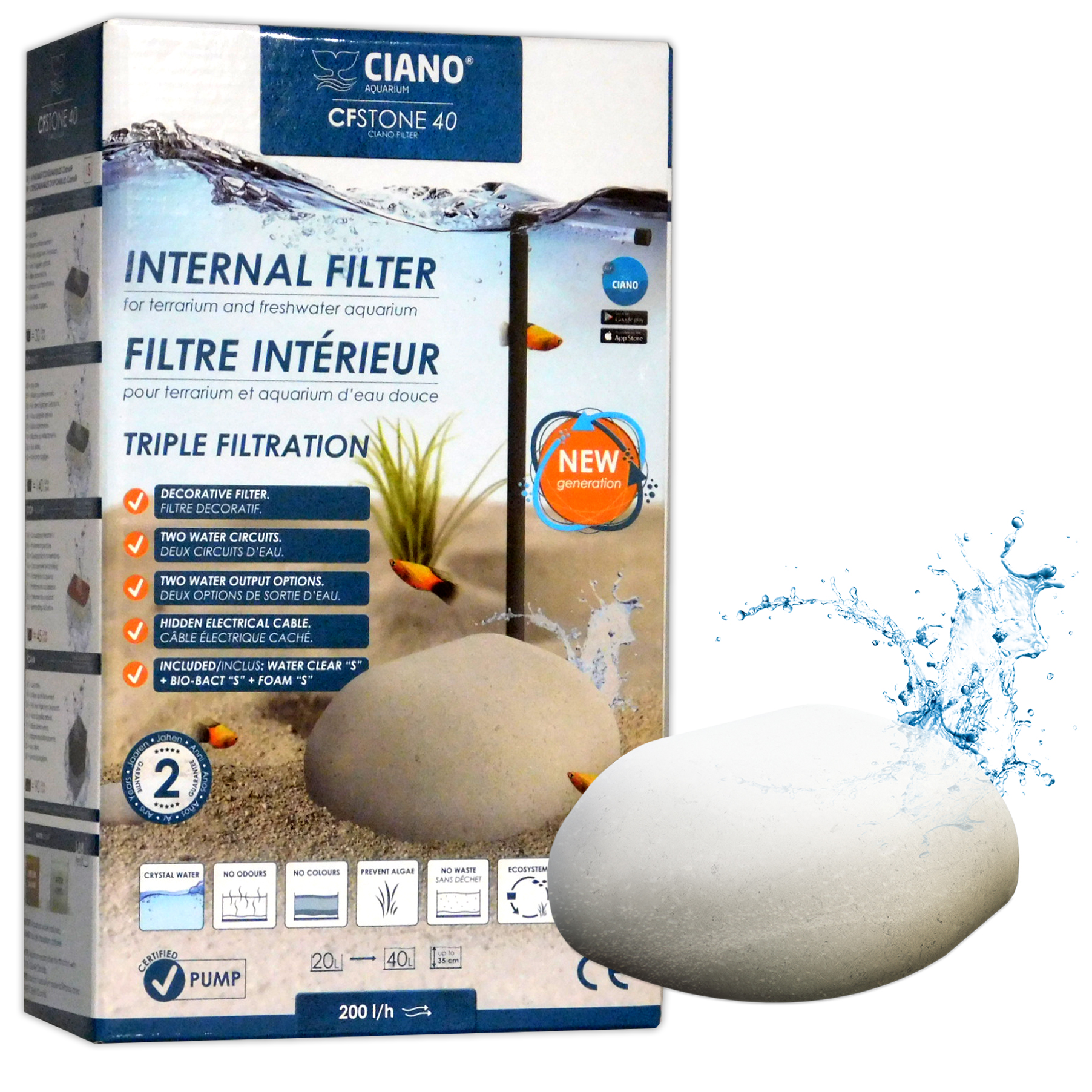 Ciano CF Internal Filter Stone 40 200l/h Aquarium Filtration Spray Bar Fish Tank eBay