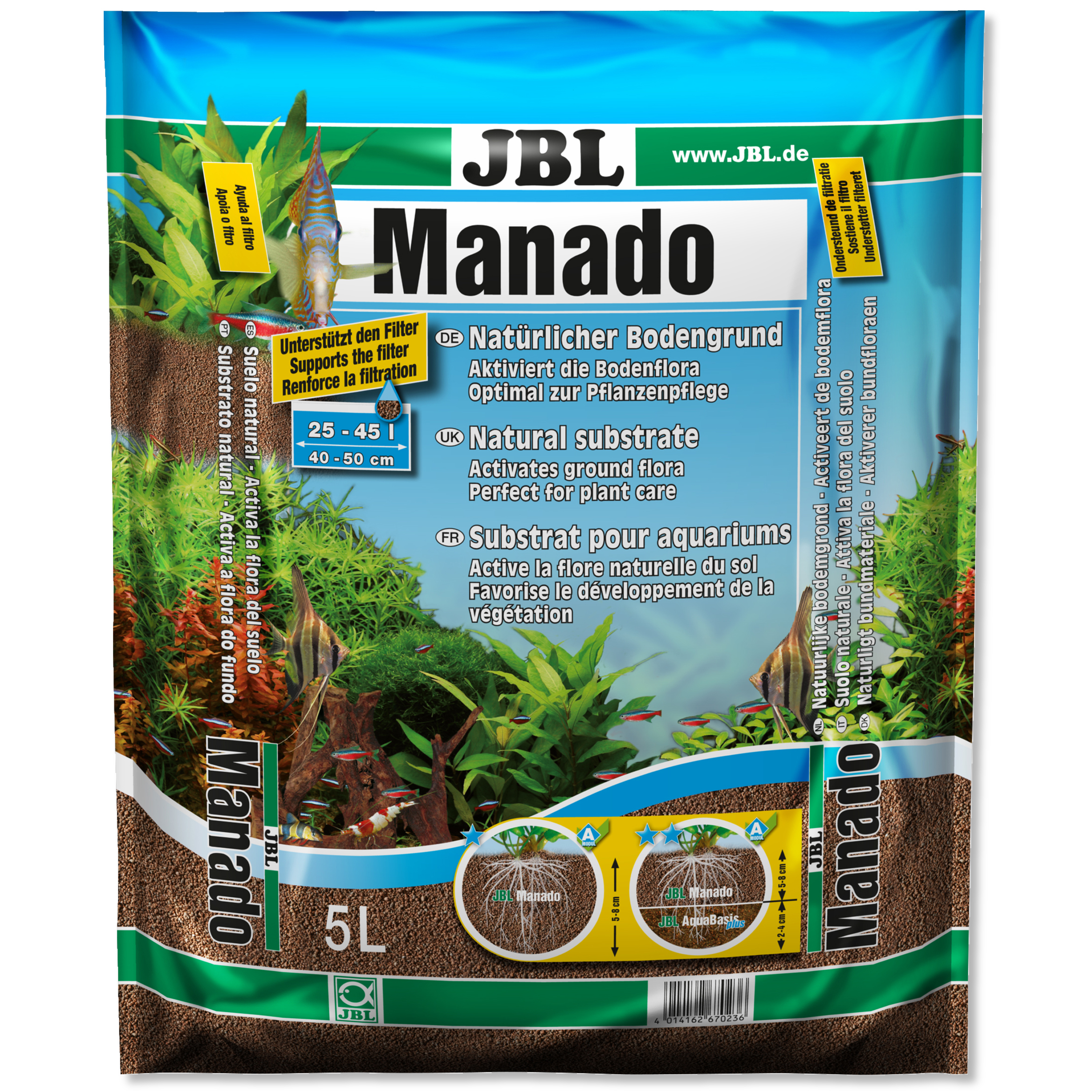 JBL Manado Dark Natural Substrate Plant Growth Granule Root Aquarium Fish  Tank 