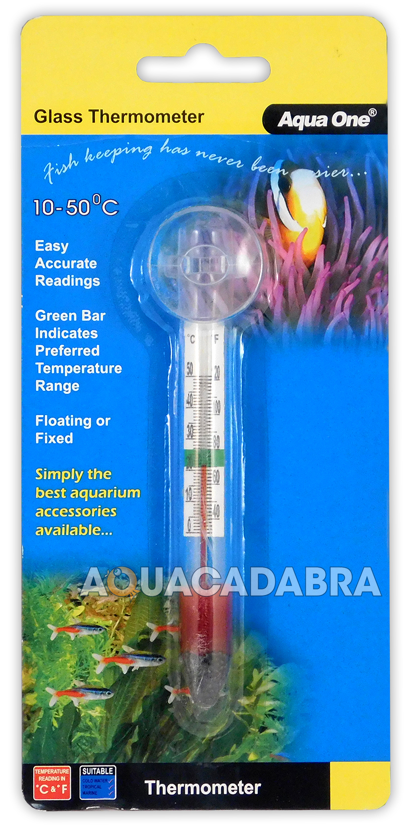 Aqua One Glass Thermometer Heating Monitoring Aquarium Fish Tank eBay