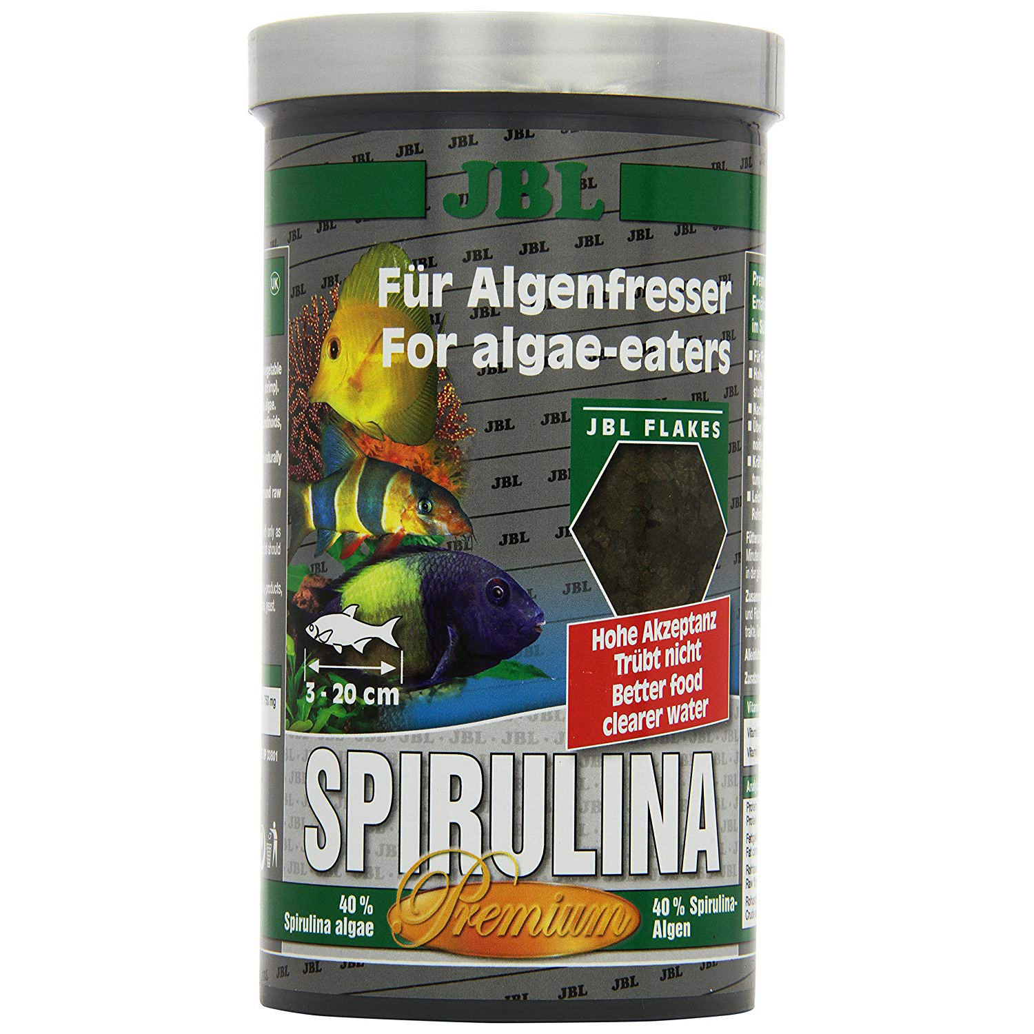 JBL Spirulina Algae Flake Food 1L for Herbivore Fish Healthy Aquarium