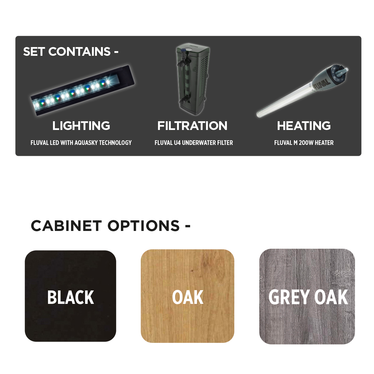 FLUVAL ROMA BT LED AQUARIUMS 90 125 200 240L OAK WALNUT BLACK CABINET FISH TANK - Picture 14 of 17