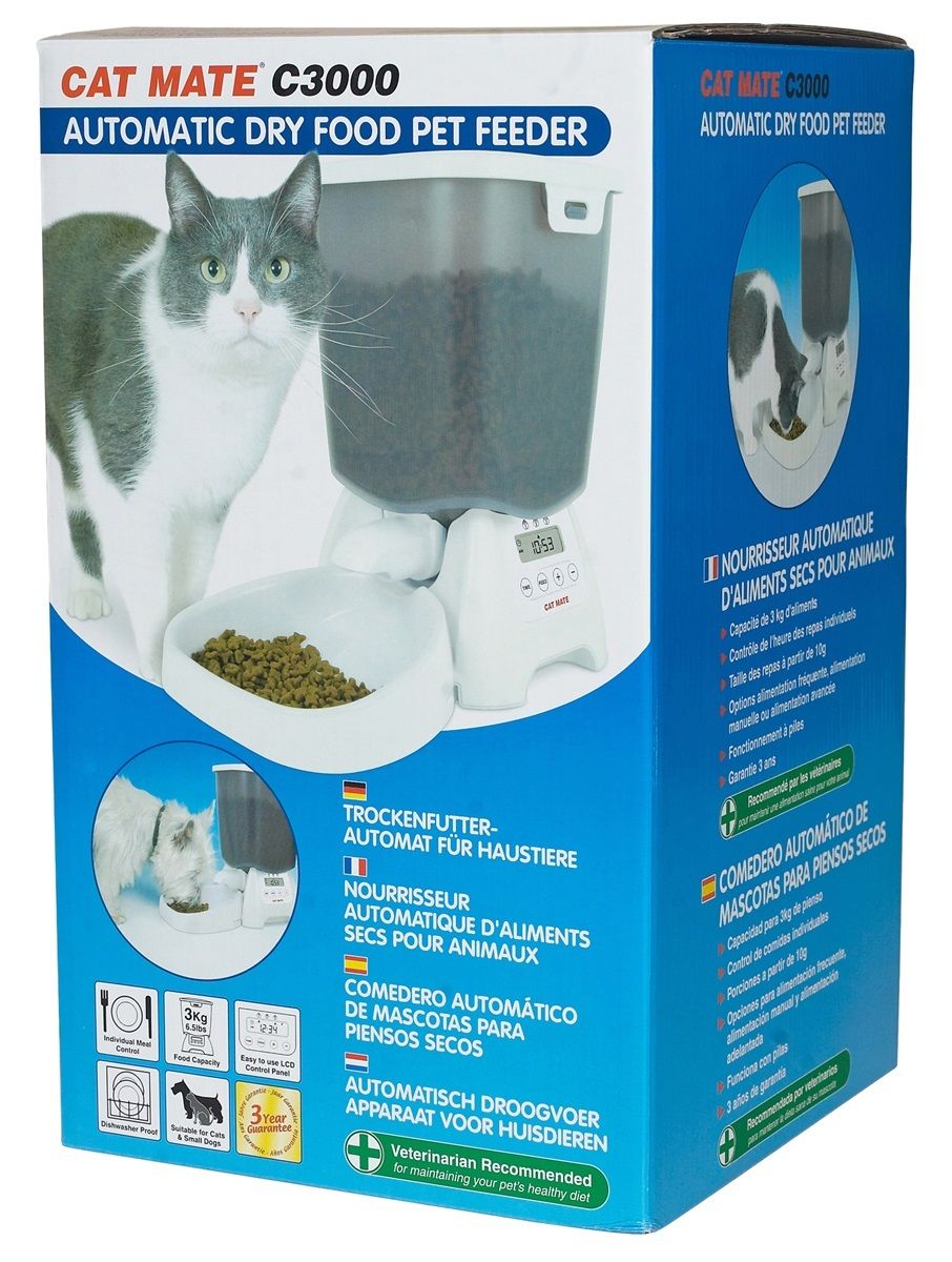 CAT MATE C3000 AUTOMATIC DRY FOOD PET DIGITAL AUTO FEEDER KITTEN BOWL