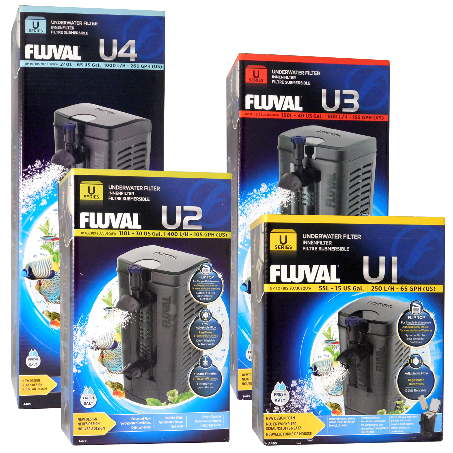 FLUVAL NEW U-SERIES U1,U2,U3,U4 INTERNAL FILTERS SUBMERSIBLE AQUARIUM ...